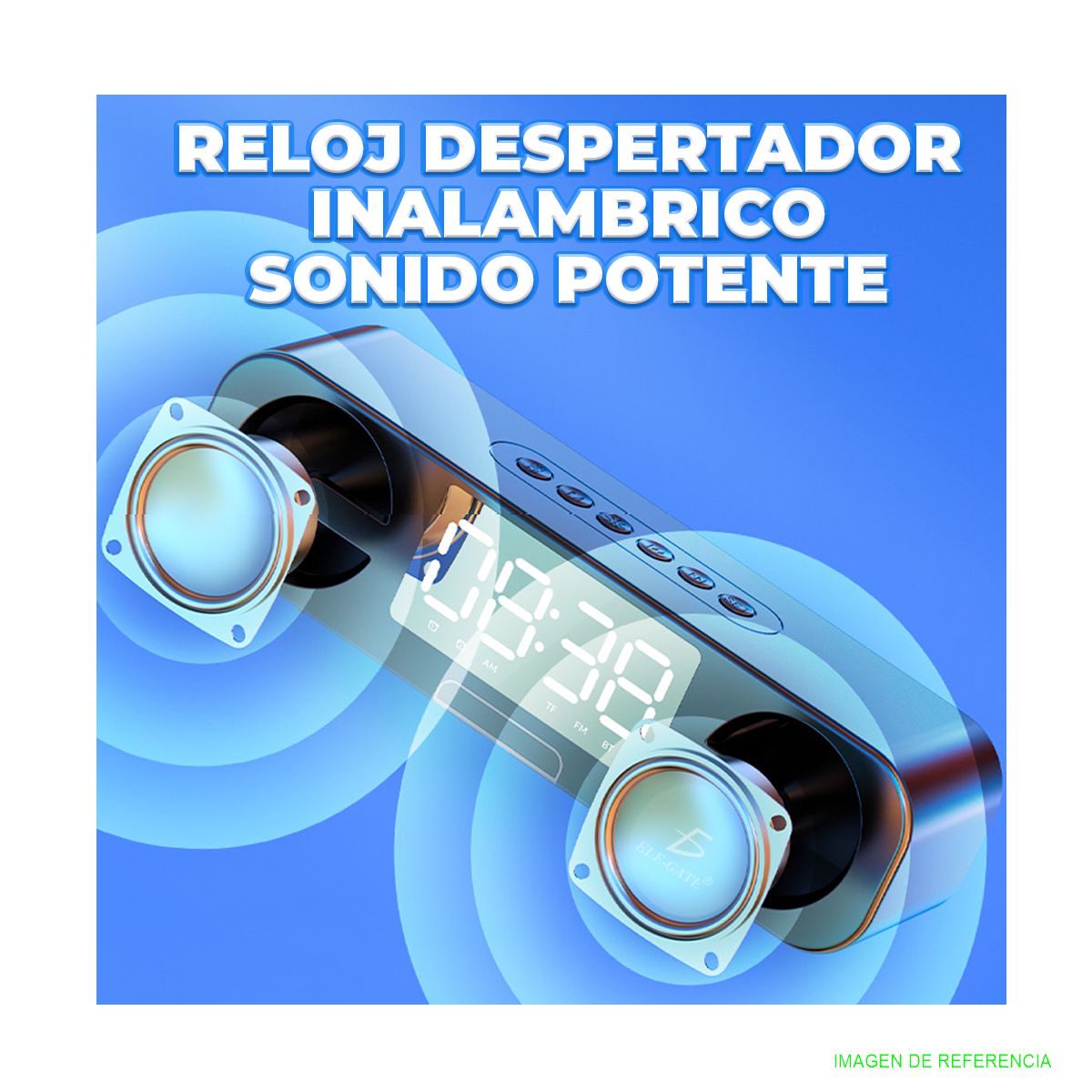 Reloj Despertador Con Bocina Bluetooth Usb Fm Blanco.