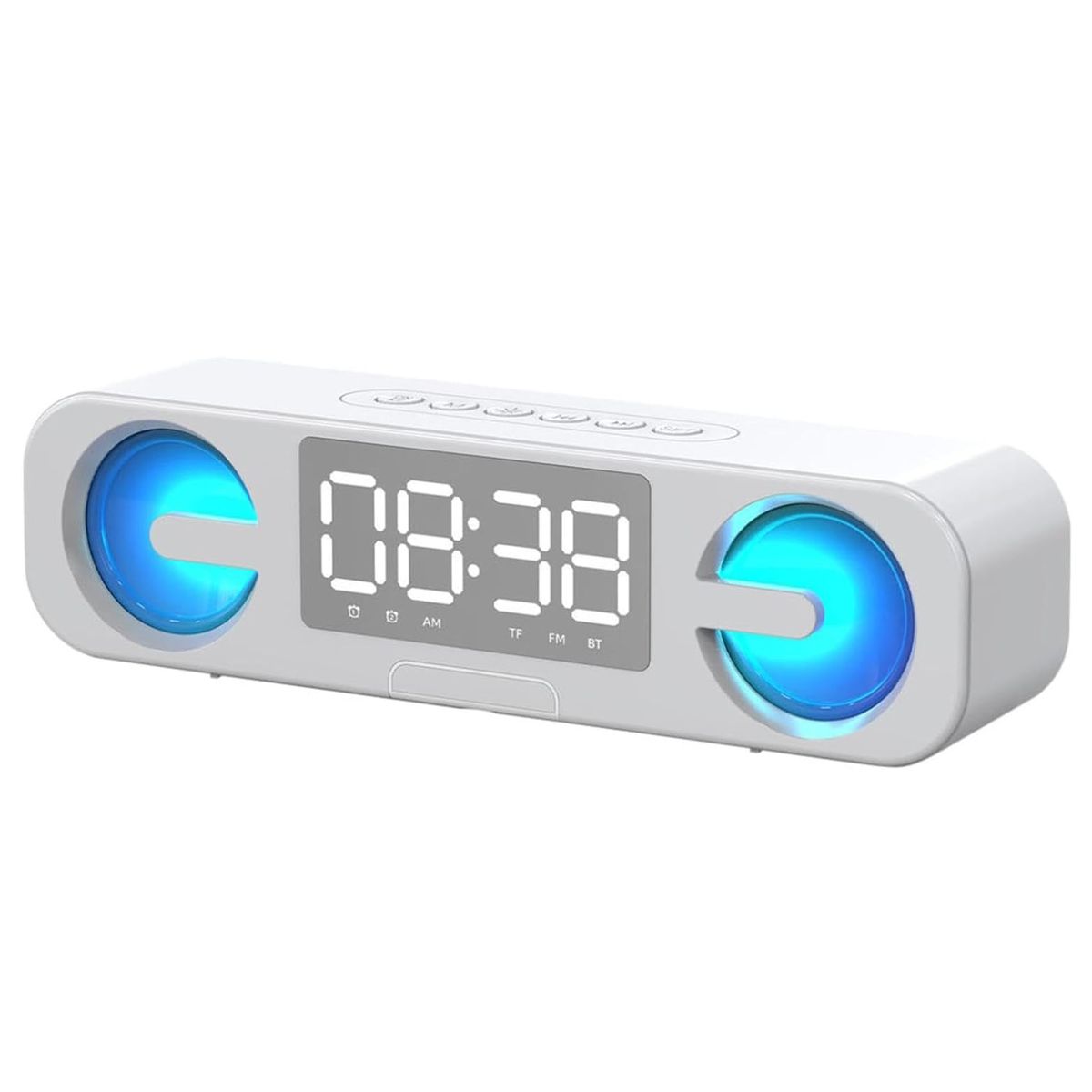 Reloj Despertador Con Bocina Bluetooth Usb Fm Blanco.