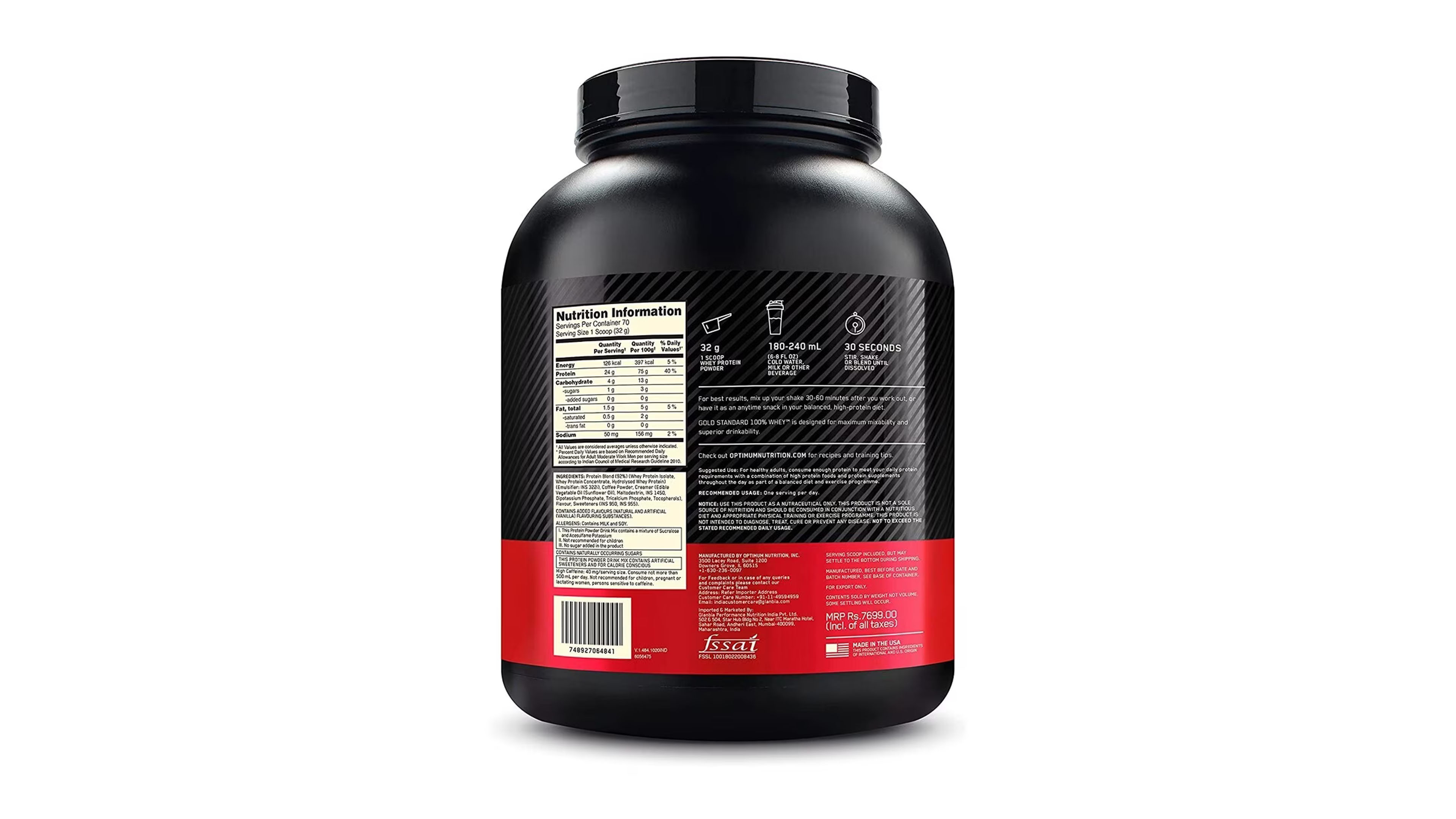 Proteína 100% Whey Gold Optimum Nutrition Sabor French Vainilla 5lb
