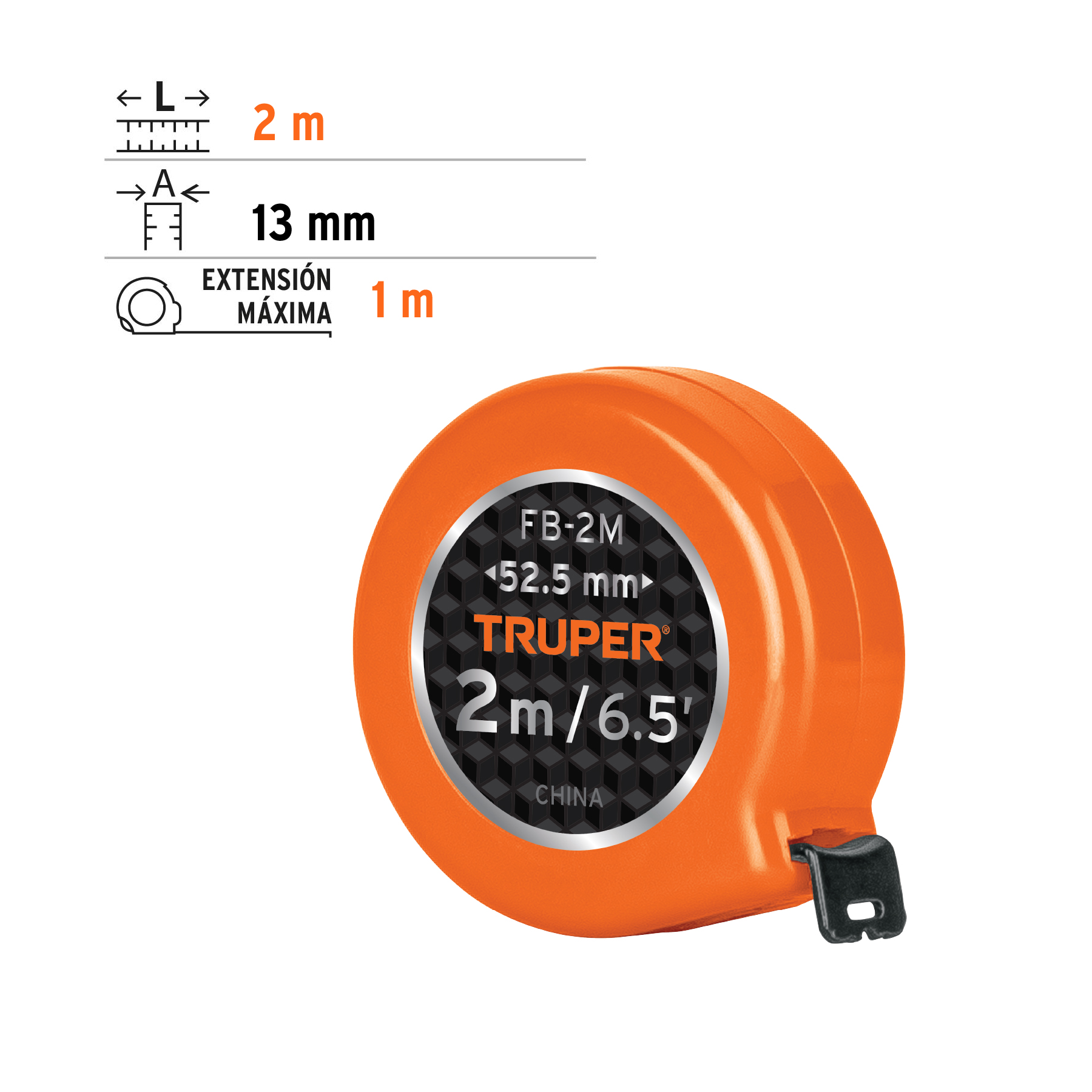 FLEXÓMETRO DE BOLSILLO 2M, TRUPER 103090