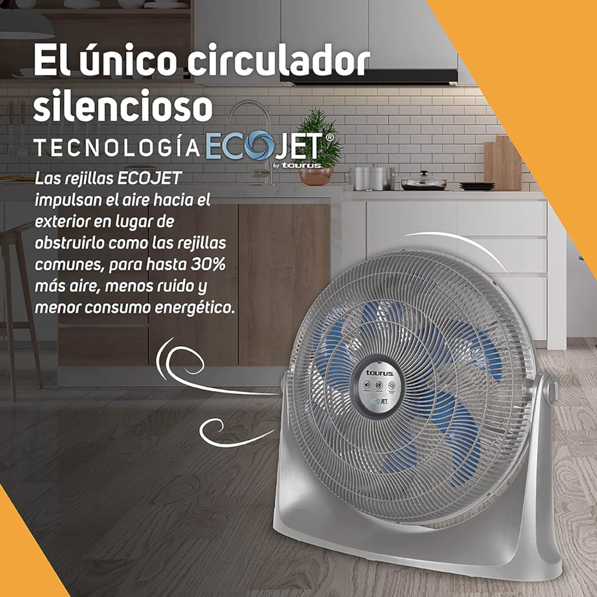 Ventilador De Piso Y Pared Taurus Supersonic 20" 3 Vel Gris.