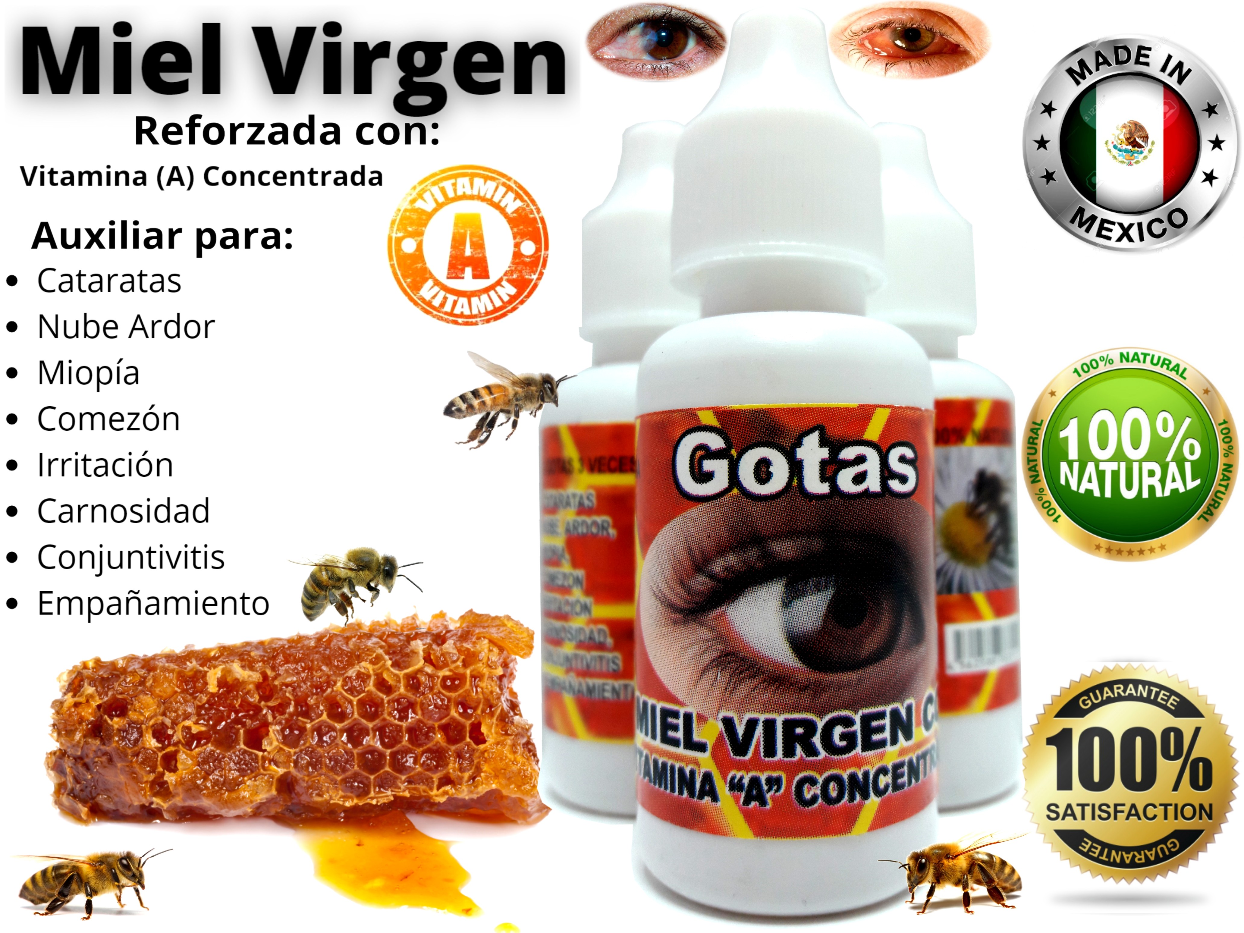 Miel Virgen Melipona Maya Gotas Oftálmicas 100% Natural 