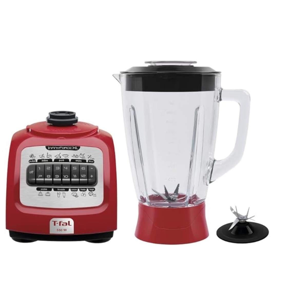 Licuadora T-Fal LN8225MX Infinyforce XL Vaso Vidrio / 550 Watts Rojo ORTY3.