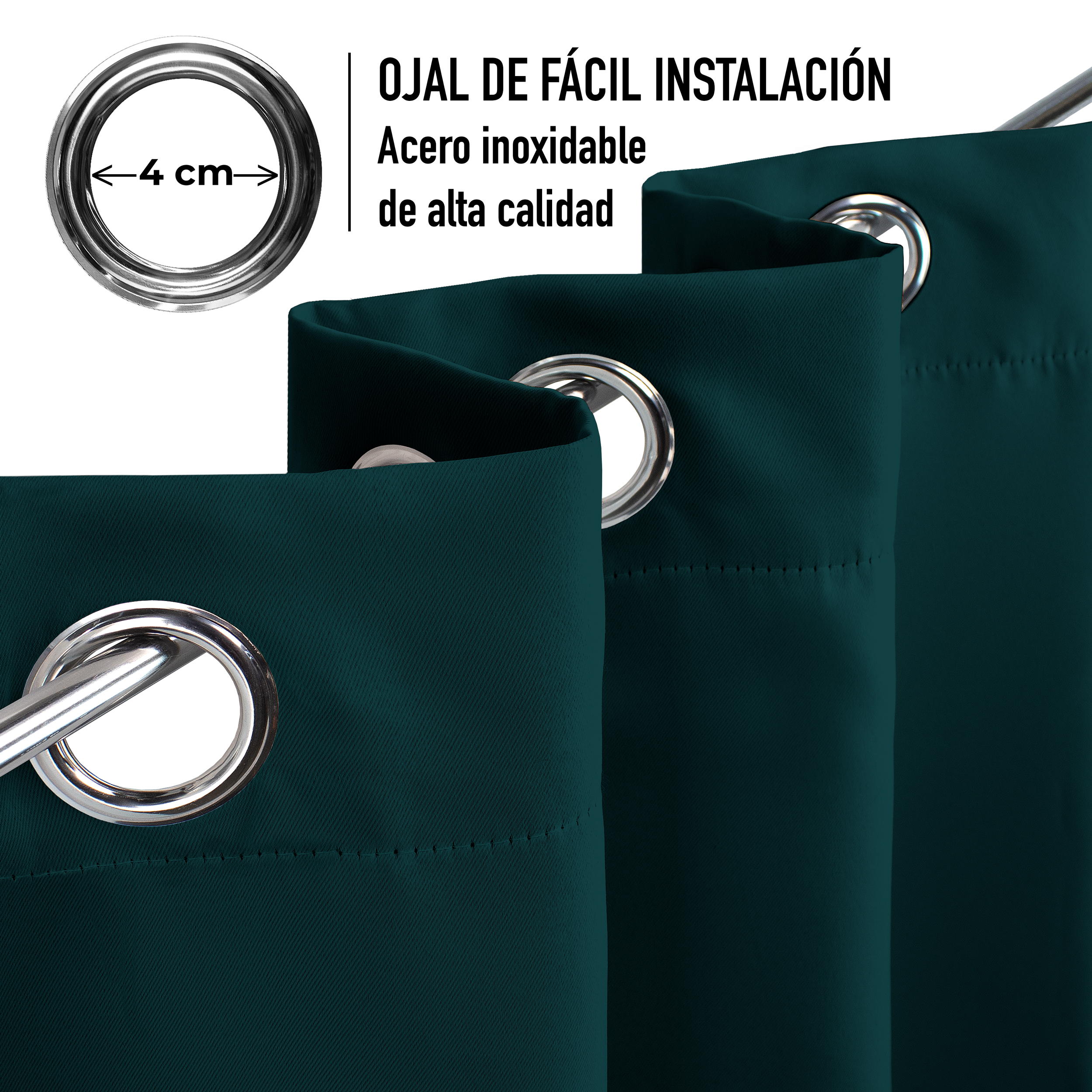 Cortinas Blackout Turquesa Térmico Largas Lisa Opaca 95% Bloqueo Luz.