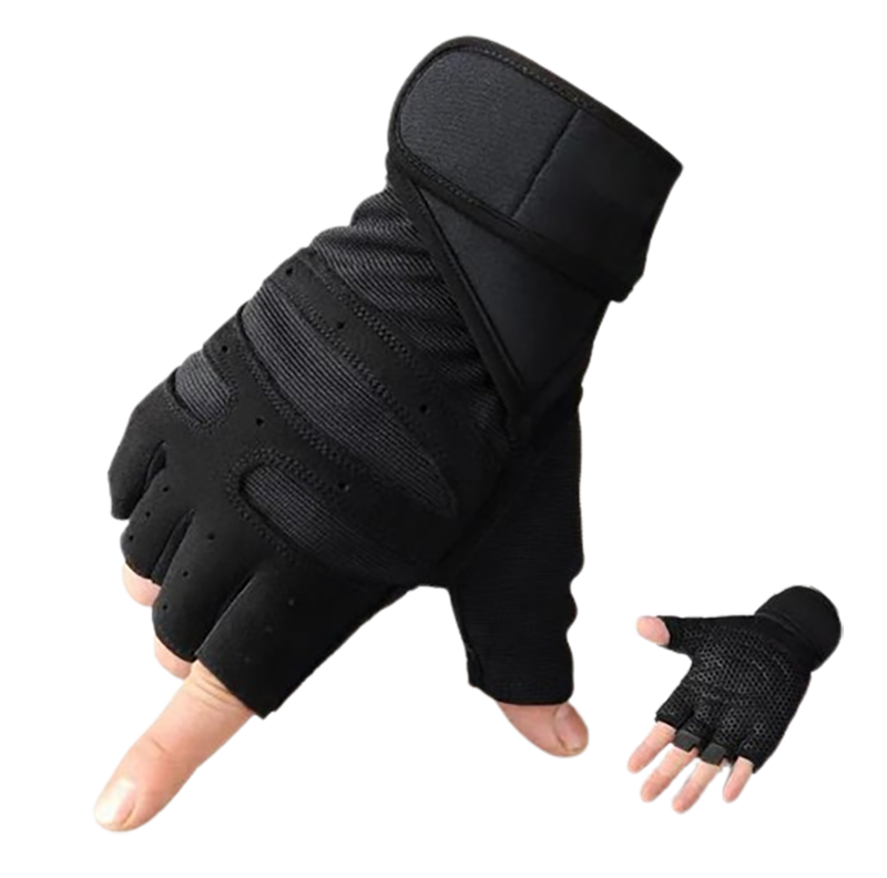 Guantes Gym Ejercicio Pesas Gimnasio Hombres Y Mujeres Con Muñequera Color Negros Nuevos Talla L
