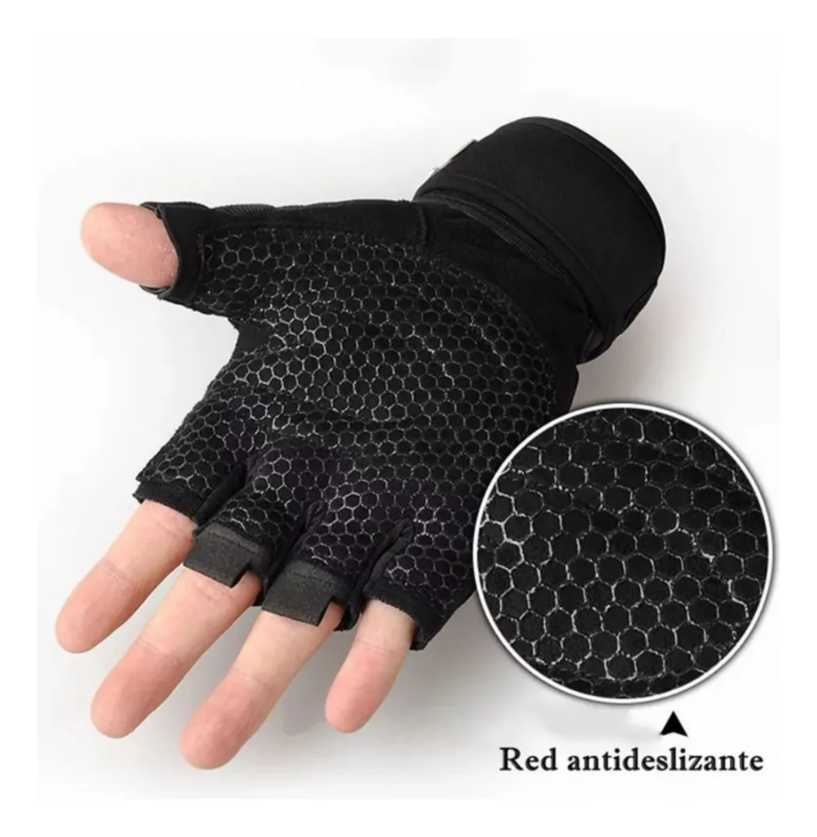 Guantes Gym Ejercicio Pesas Gimnasio Hombres Y Mujeres Con Muñequera Color Negros Nuevos Talla L