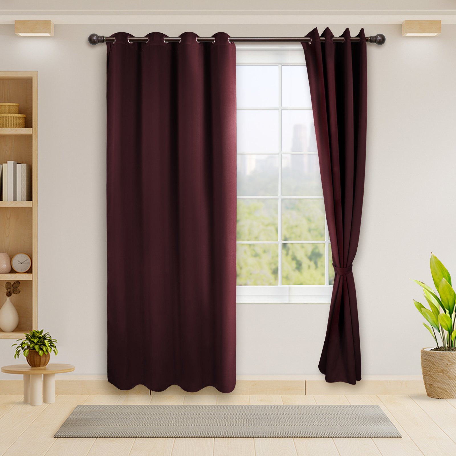 Cortinas Blackout Guinda Térmico Largas Lisa Opaca 95% Bloqueo Luz .