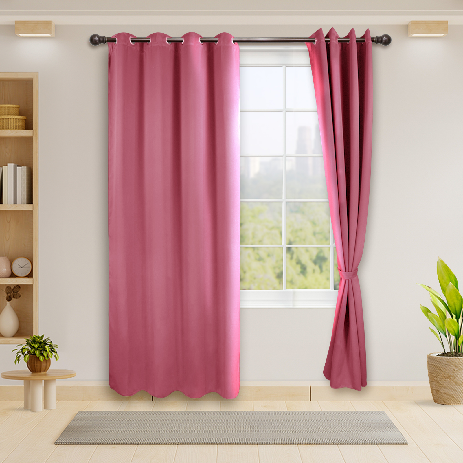 Cortinas Blackout Rosa Térmico Largas Lisa Opaca 95% Bloqueo Luz .