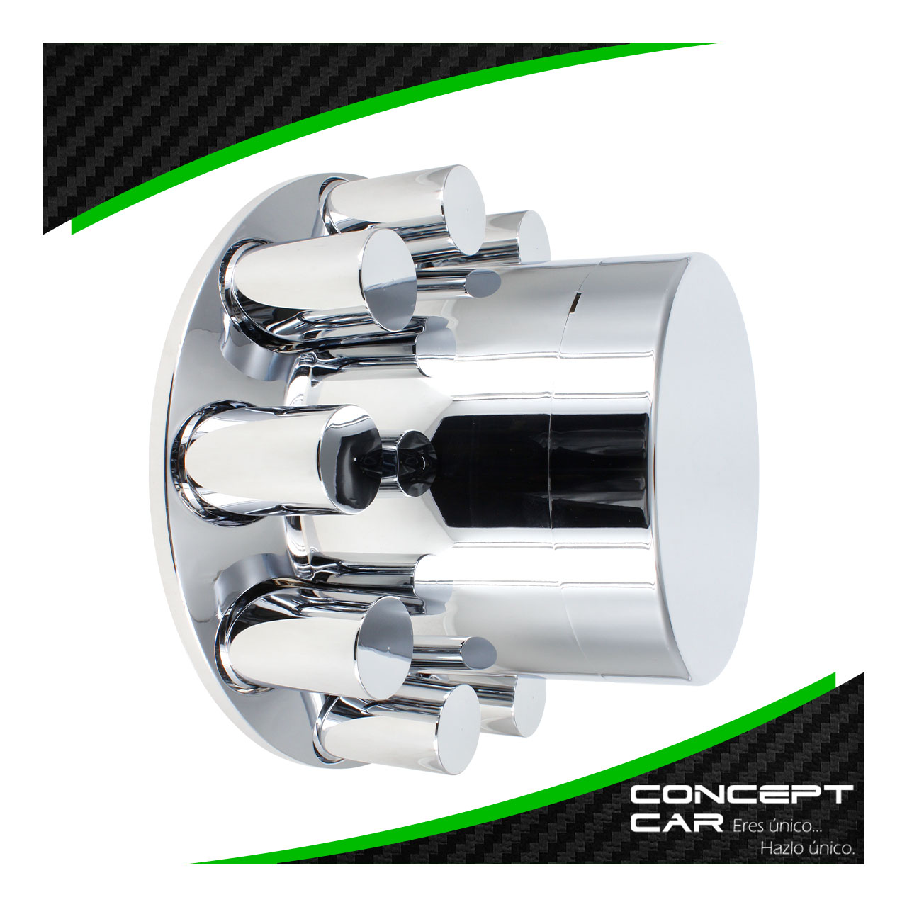 Bombin Cromado Tapa Masa Con Capuchones Unemon Trasero