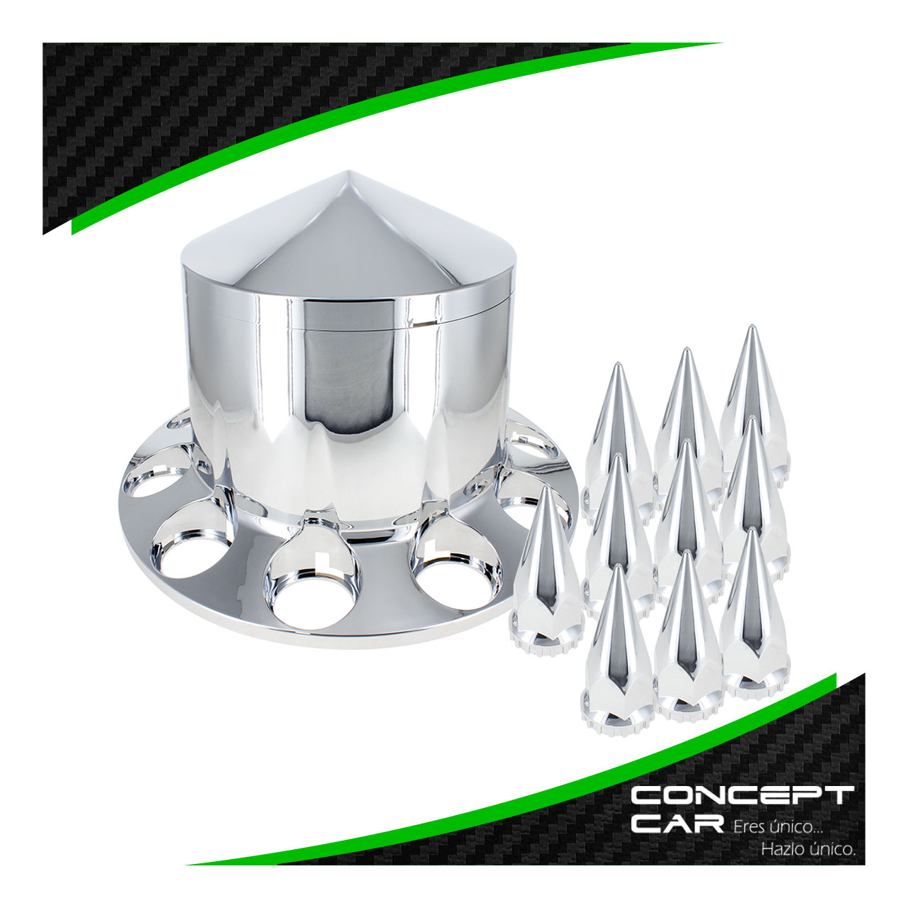 Bombin Cromado Tapa Masa Con Capuchones Unemon Trasero