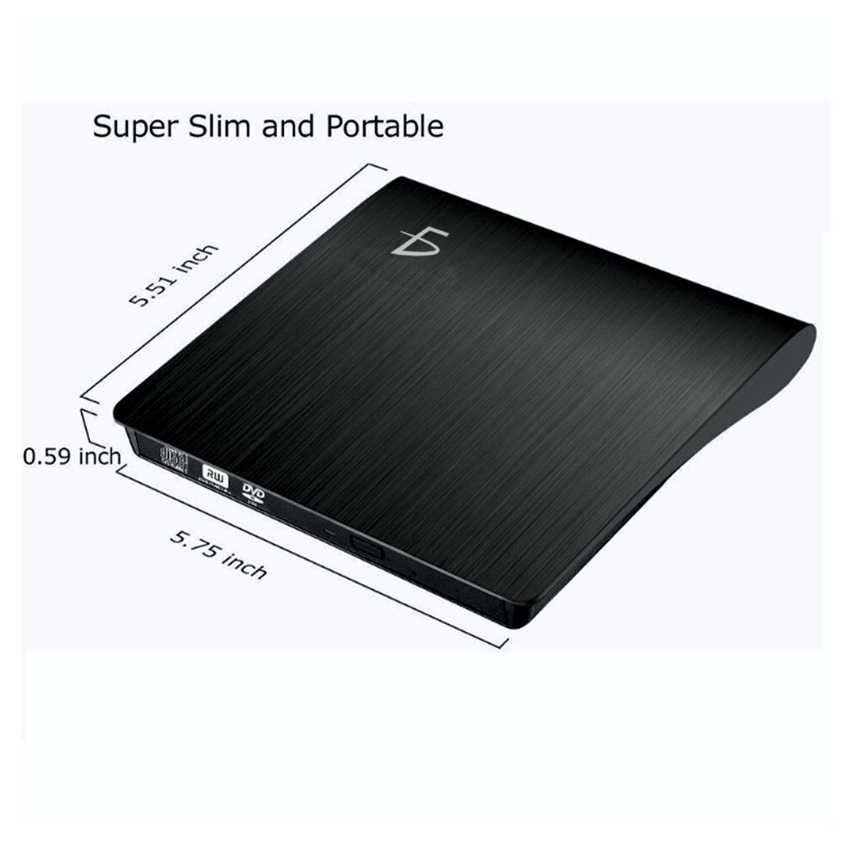 Lector Y Grabador de DVD y CD Externo  USB 3.0 Slim Negro.