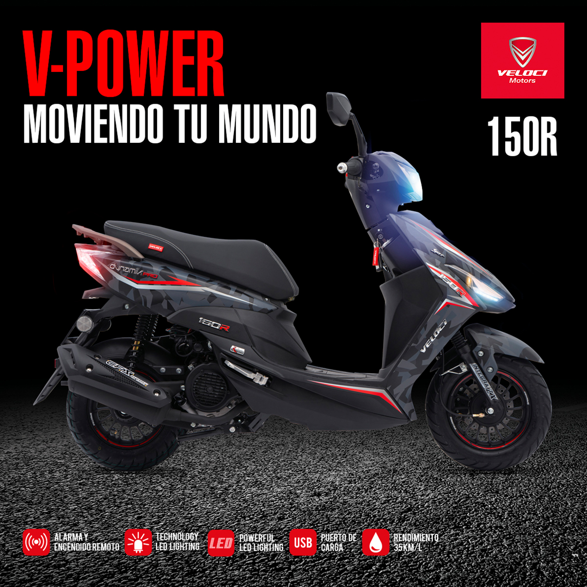 Moto Veloci Dynamik Pro 150cc Negro Camuflaje 2023