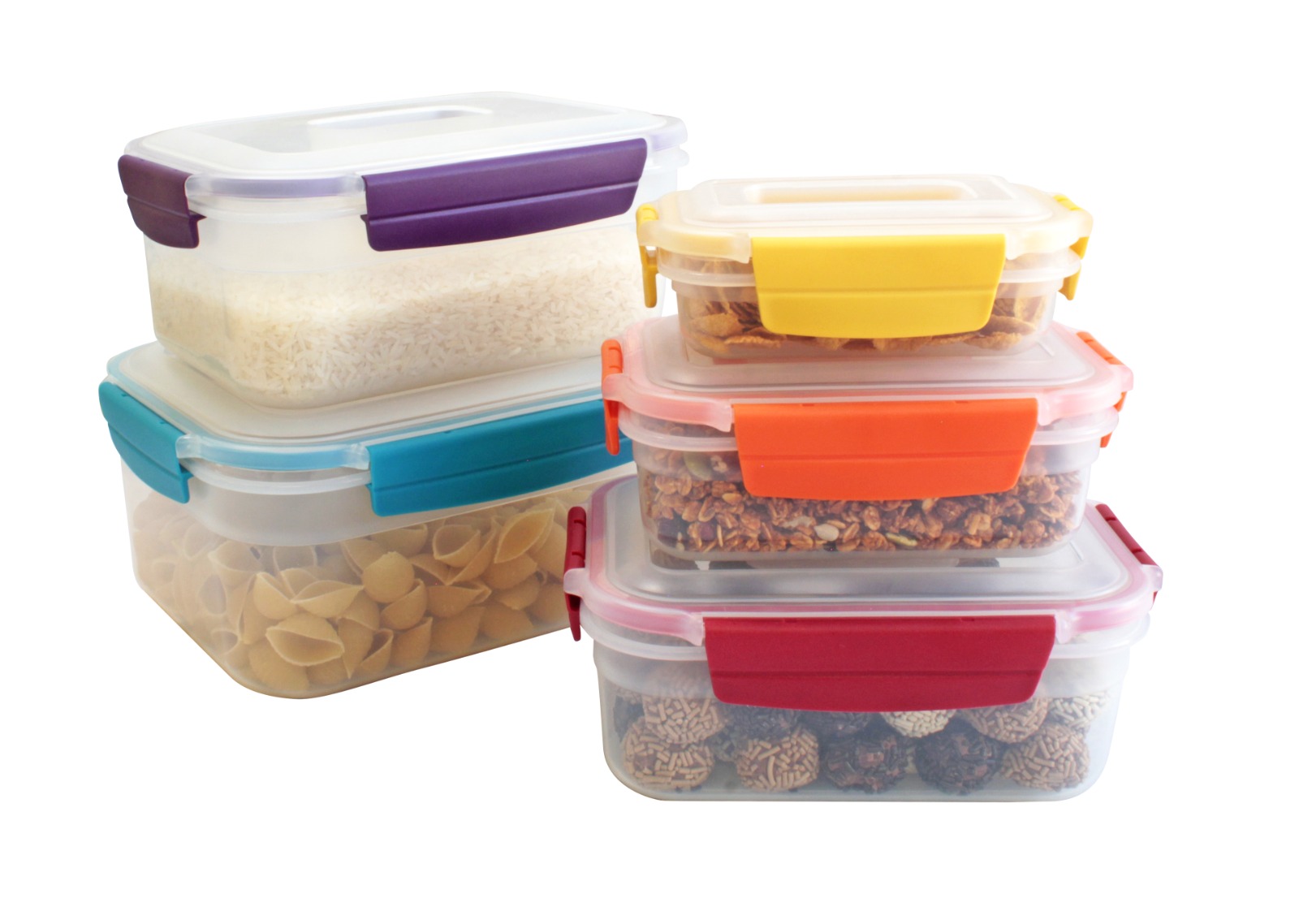 Juego de 5 recipientes herméticos, MDFitness, Recipientes herméticos para almacenar, Contenedores para alimentos, Tupers hermeticos plastico, Juego de recipientes herméticos, Toppers de plastico