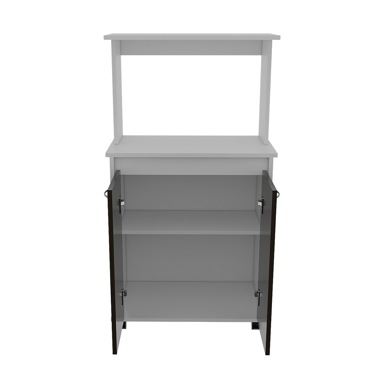 MODULO ARMABLE PARA COCINA CON TRES ESTANTES DOS PUERTAS Y ESPACIO PARA HORNO DE MICROONDAS MODELO ITALIA COLOR CAFE 