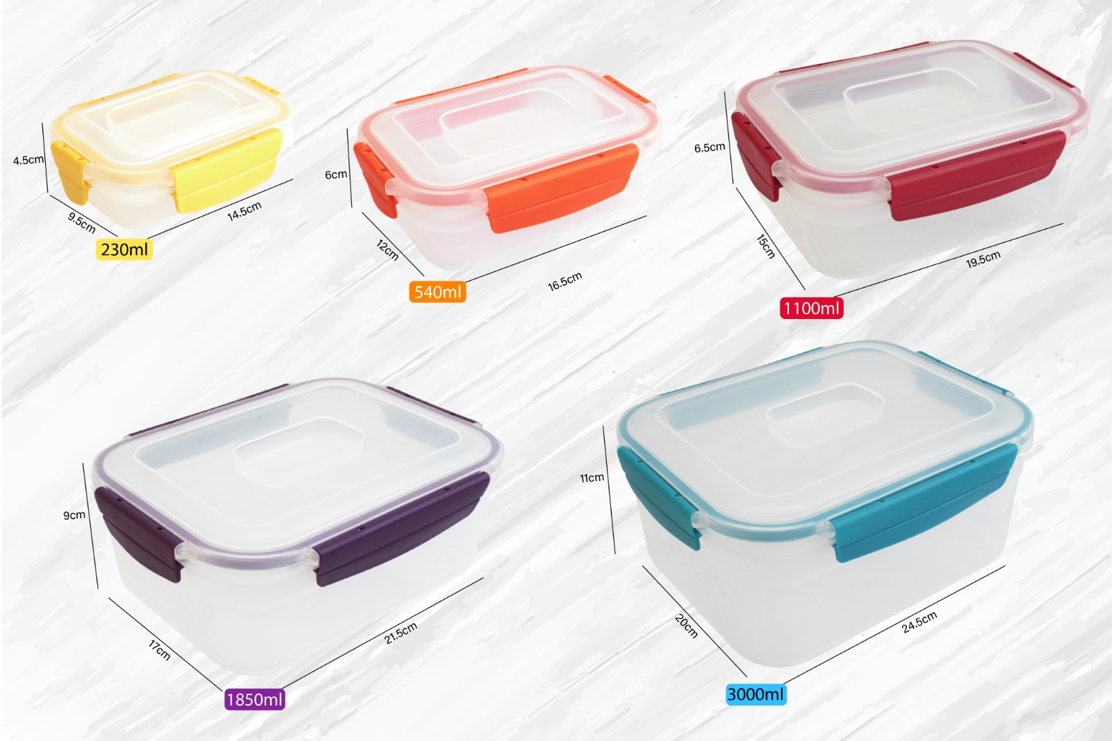 Juego de 5 recipientes herméticos, MDFitness, Recipientes herméticos para almacenar, Contenedores para alimentos, Tupers hermeticos plastico, Juego de recipientes herméticos, Toppers de plastico