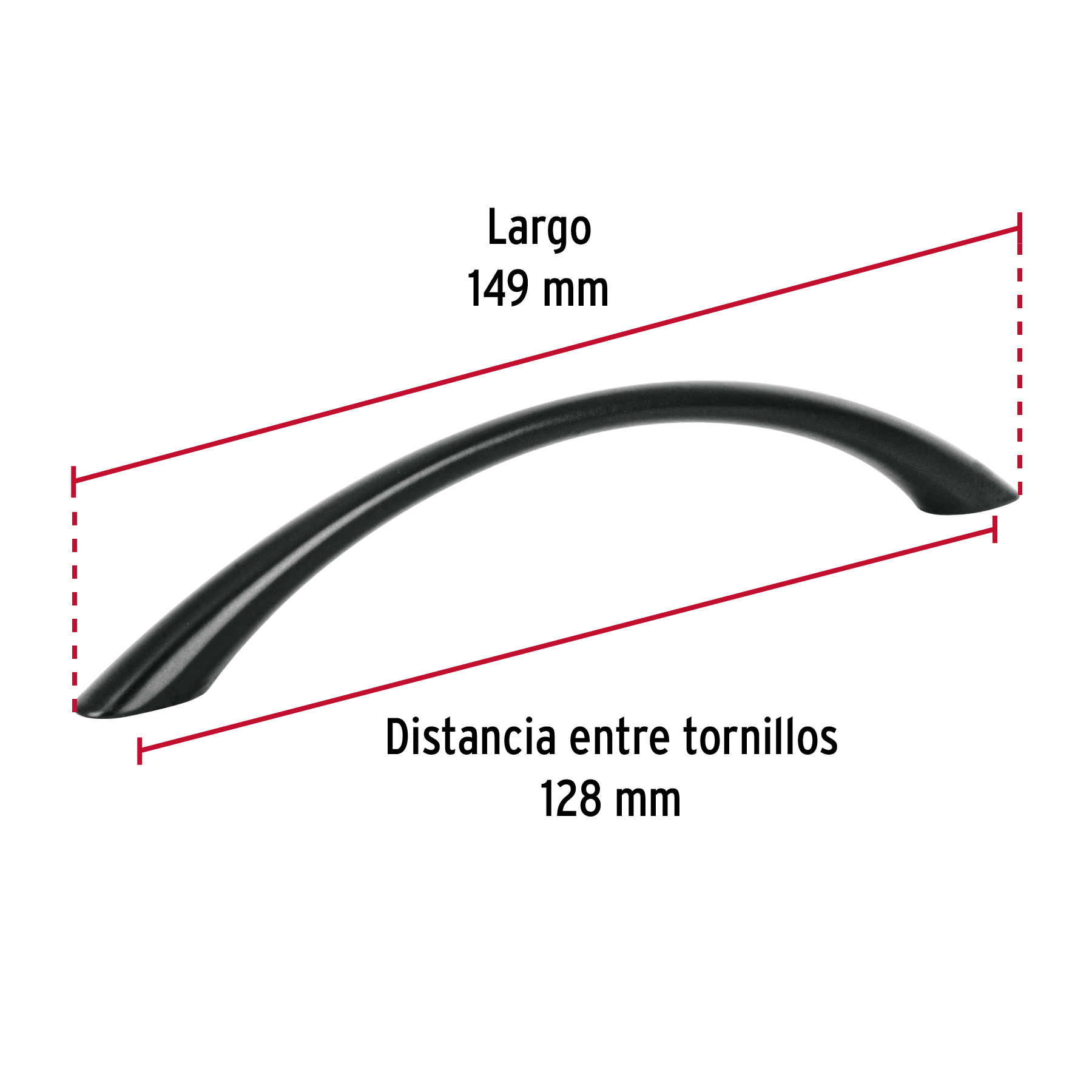 JALADERA DE 128MM ESTILO "ARCO" ACABADO NEGRO, HERMEX 45644