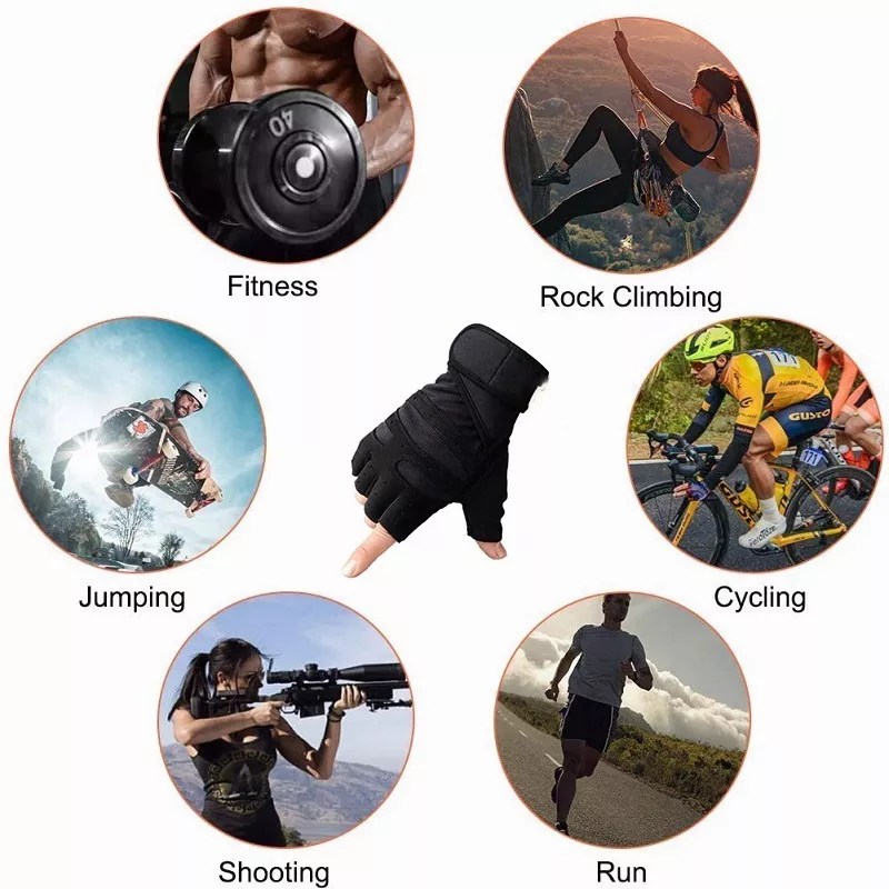 Guantes con Muñequera Para Gimnasio Ejercicio Pesas Gym Hombres Y Mujeres Nuevos  Color Negro Talla M