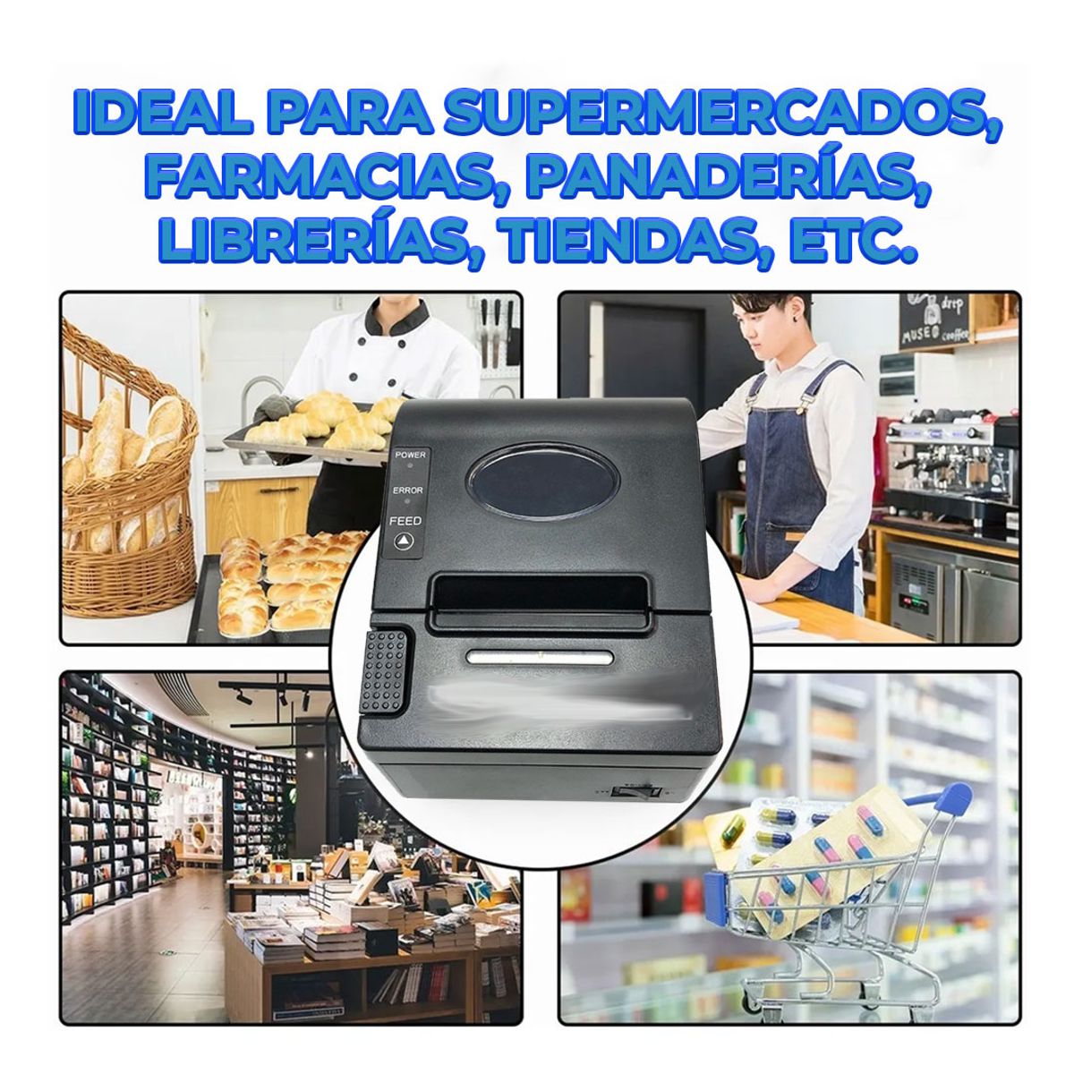 Impresora Termica De Tickets 80mm Para Punto De Venta Bluetooth O Usb Negra.