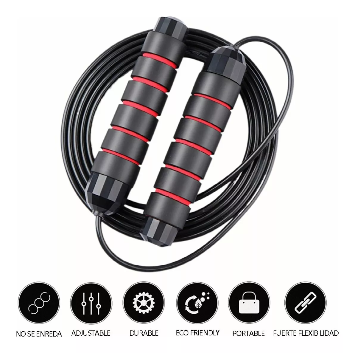 Cuerda Para Saltar Ajustable Ejercicio De 300 Cm Ajustable Mango Antideslizante Color Rojo