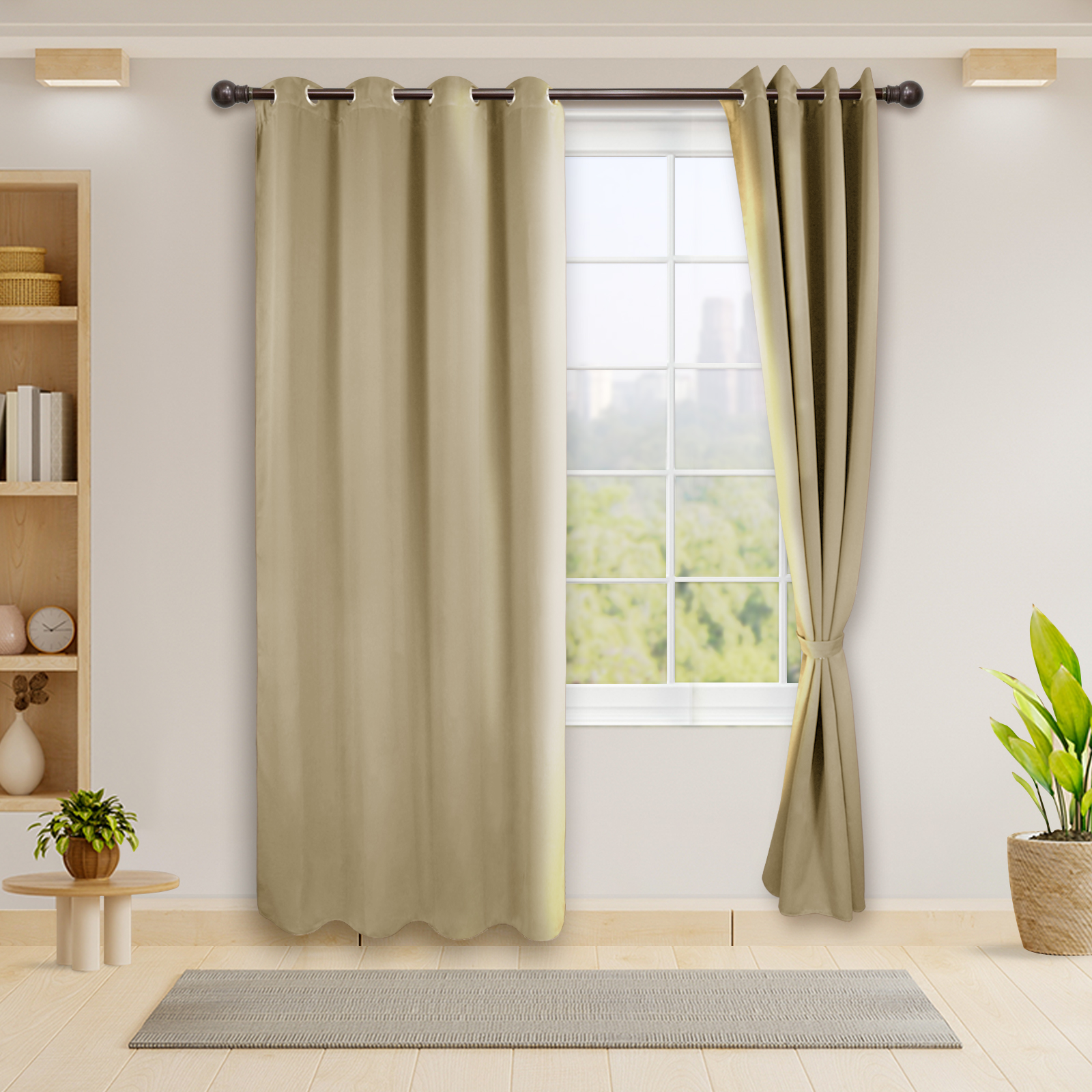 Cortinas Blackout Beige Térmico Largas Lisa Opaca 95% Bloqueo Luz .