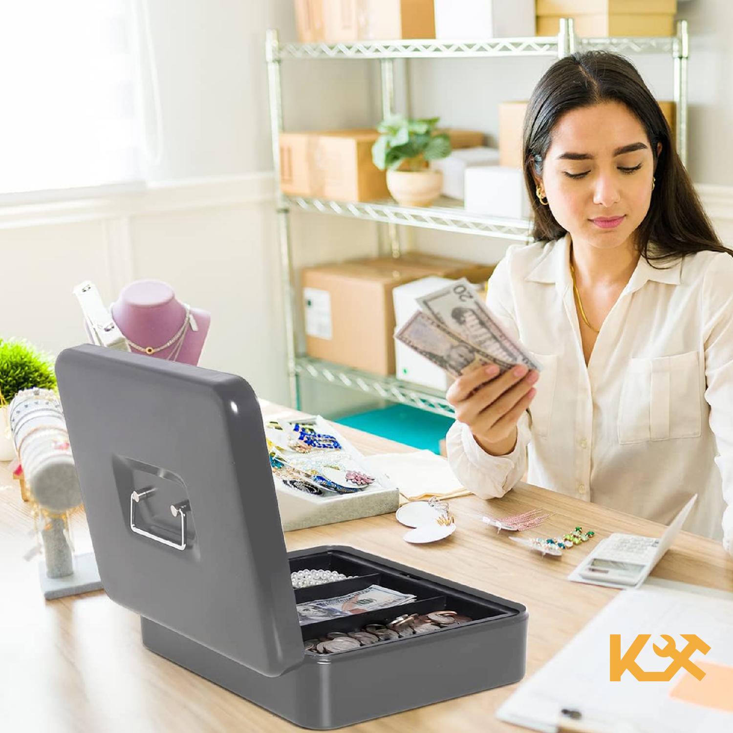 Caja De Seguridad 30cm Guardar Dinero Monedas 9 Separadores 