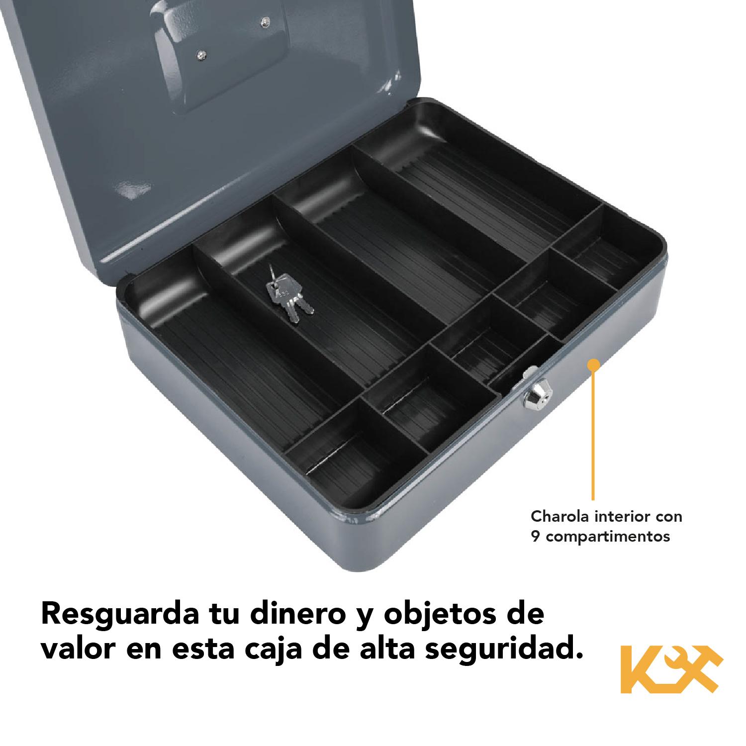 Caja De Seguridad 30cm Guardar Dinero Monedas 9 Separadores 