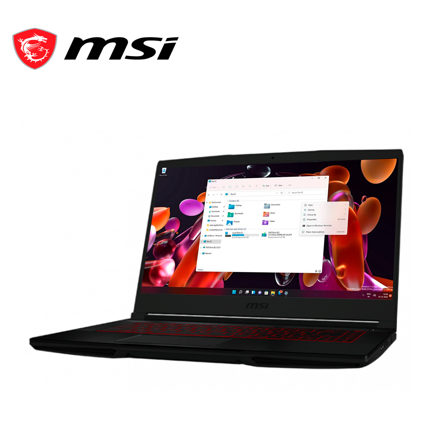 Laptop Gamer MSI GF63 Thin 15.6" Core i5 8GB 256GB GTX1650 W11H Inglés Negro.
