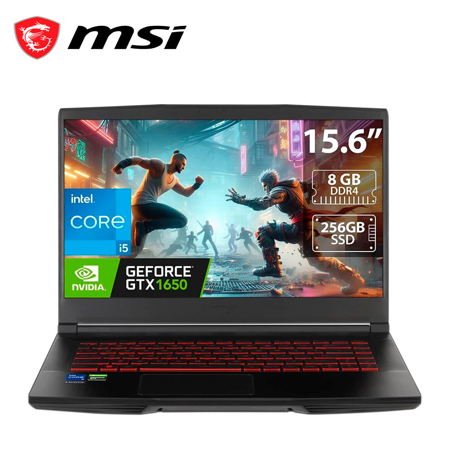 Laptop Gamer MSI GF63 Thin 15.6" Core i5 8GB 256GB GTX1650 W11H Inglés Negro.
