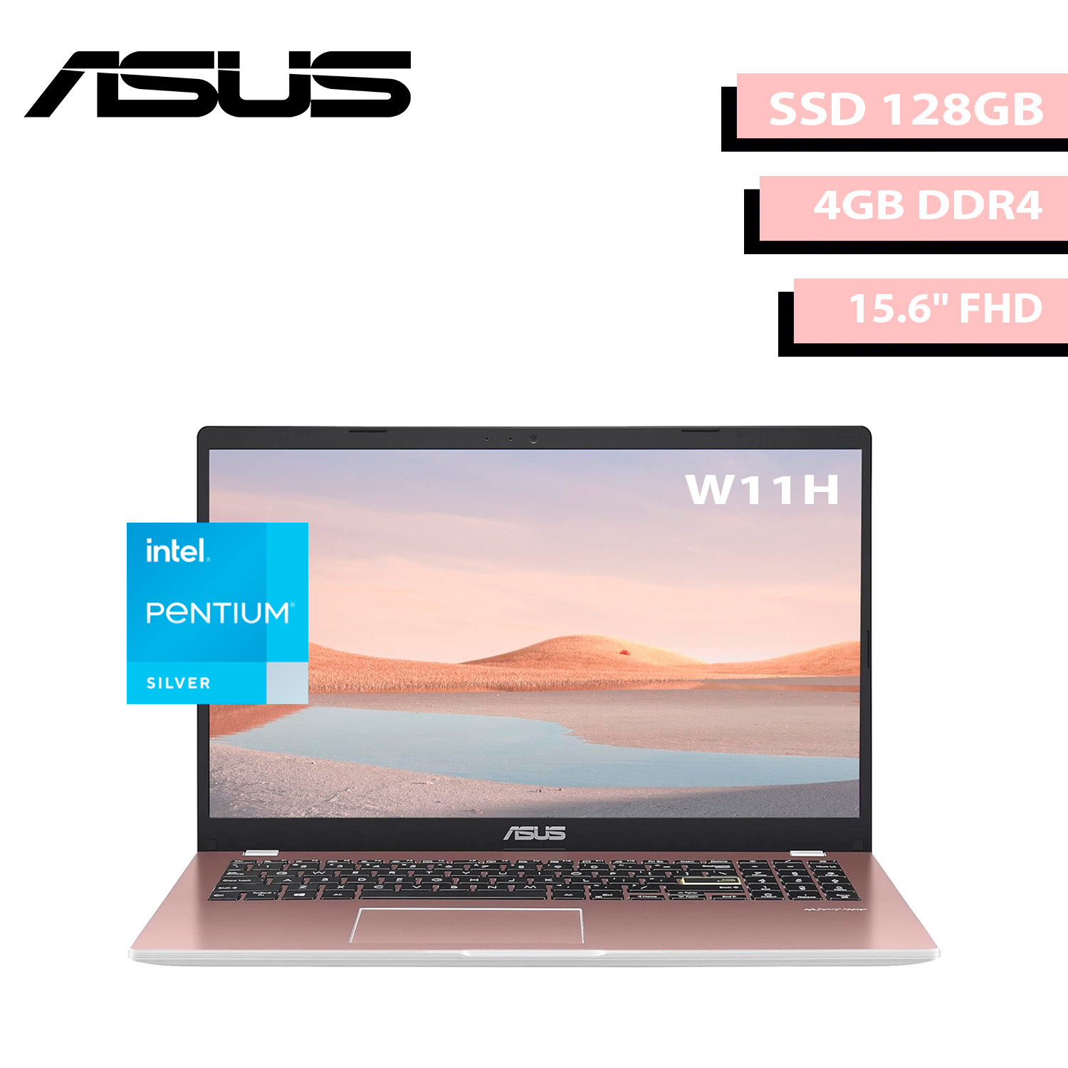 Laptop Asus Vivobook L510K Pentium N6000 128Gb 4Gb Ddr4 15.6" Tec/Ing W11H Rosa.