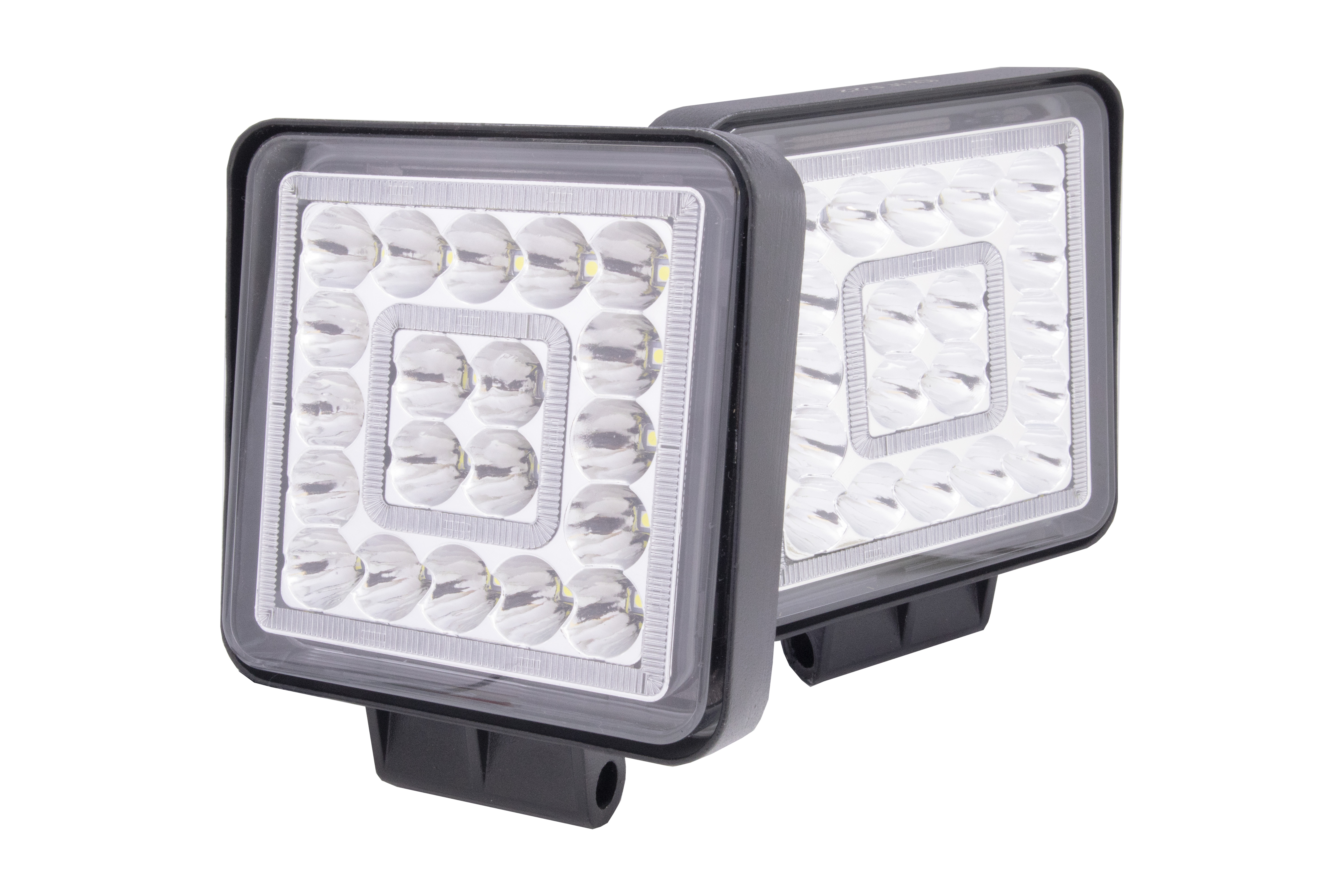 2 FaroS Hiper Led Reversero 4 Pulgadas Blanco Ojo Ambar con Base