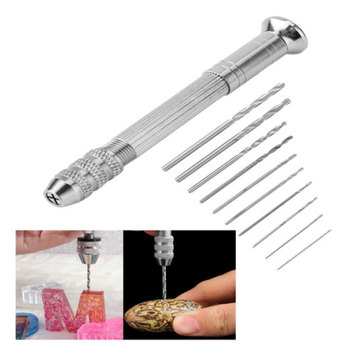 Taladro Manual Miniatura Joyeria Modelismo Brocas 11 Piezas