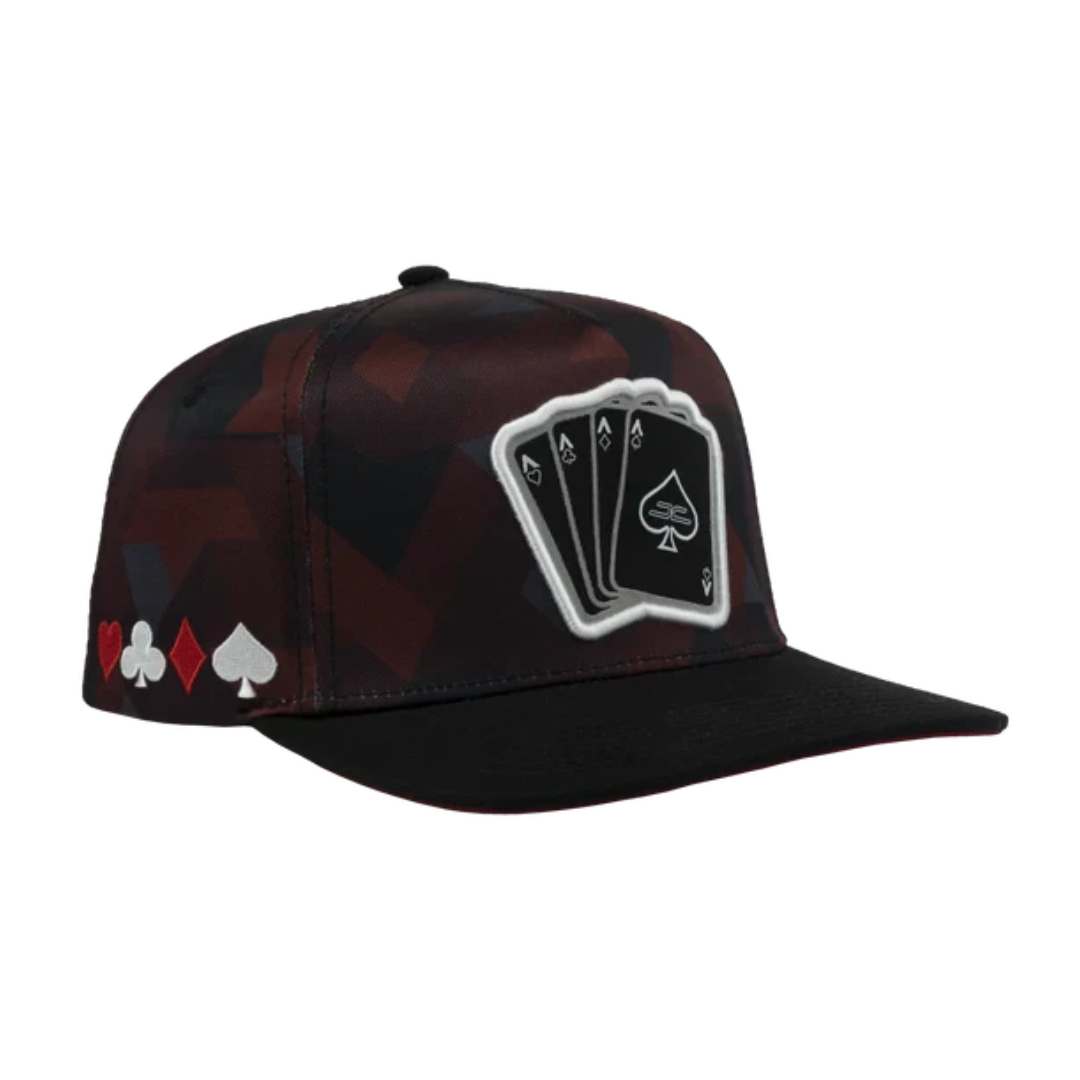 GORRA JC HATS POKER CAMO BURGUNDY 1694