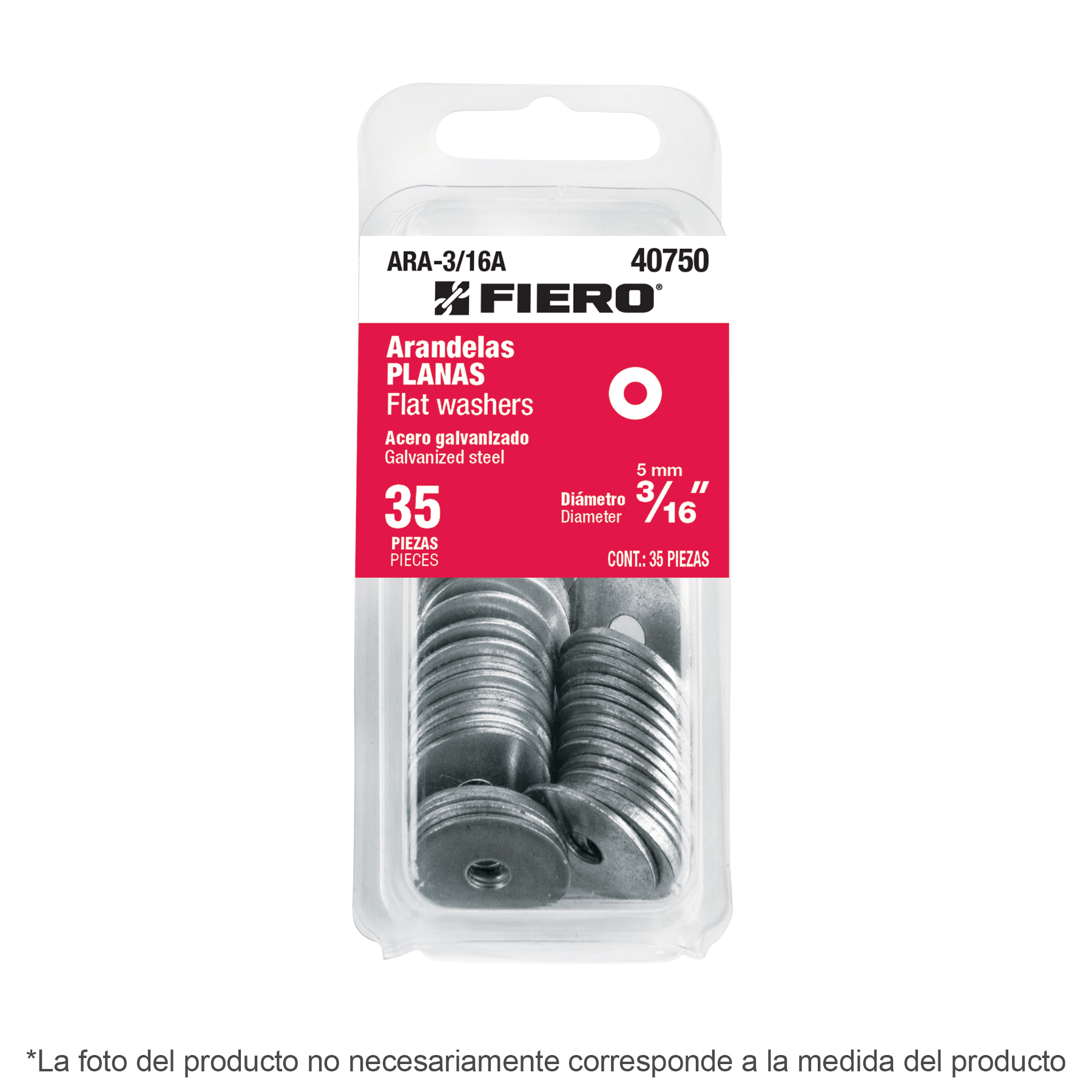 BLÍSTER CON 14 ARANDELAS PLANAS DE 3/8", FIERO 40753