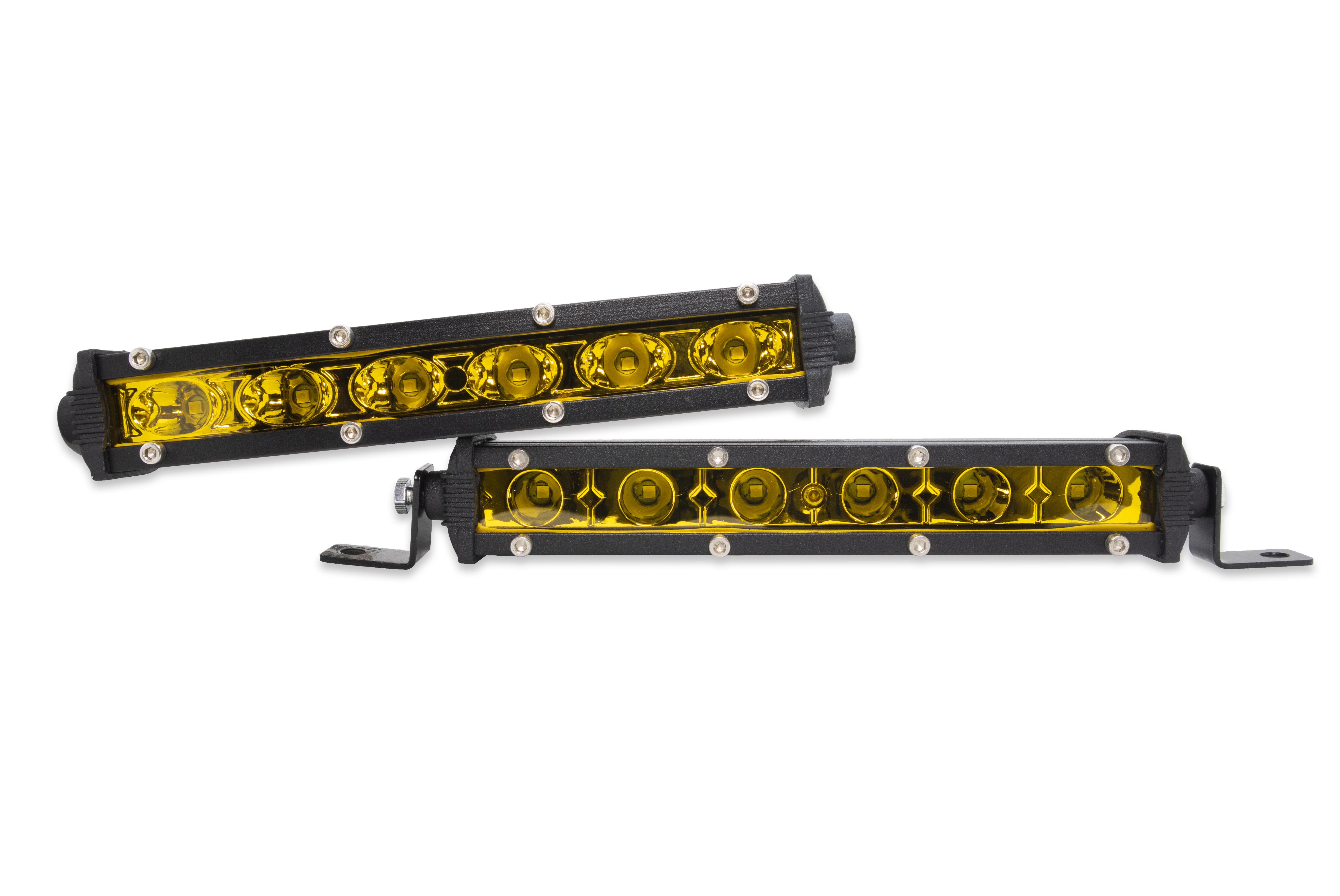 2 Barras Led Mini Slim Faro 6 Lupa 7 Pulgadas Amarilla Con Base