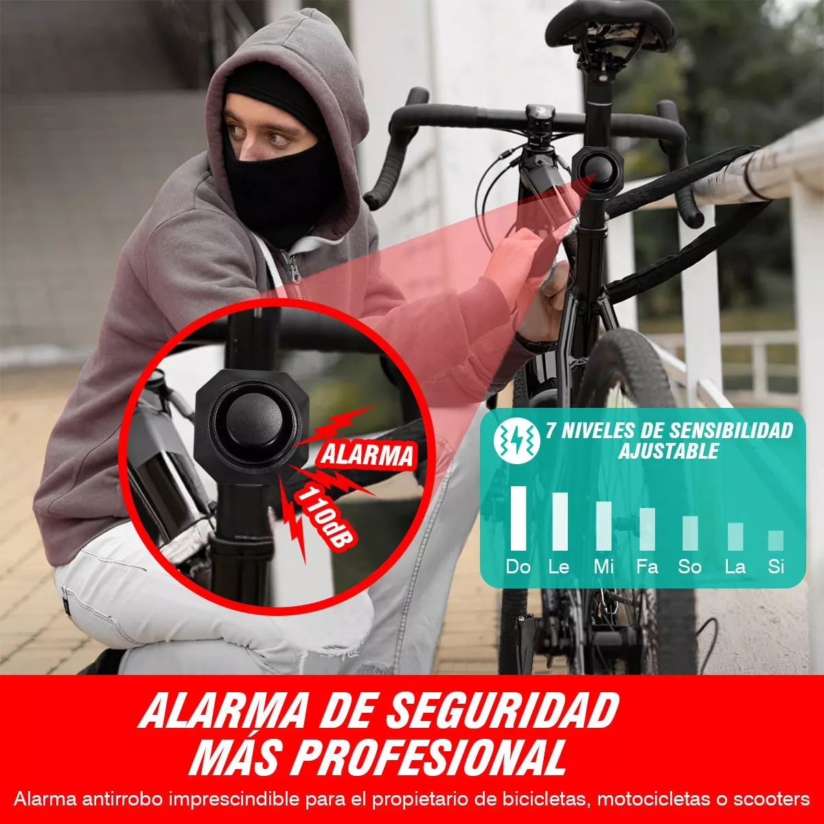 Alarma Para Bicicleta Antirrobo Inalámbrica Control Remoto
