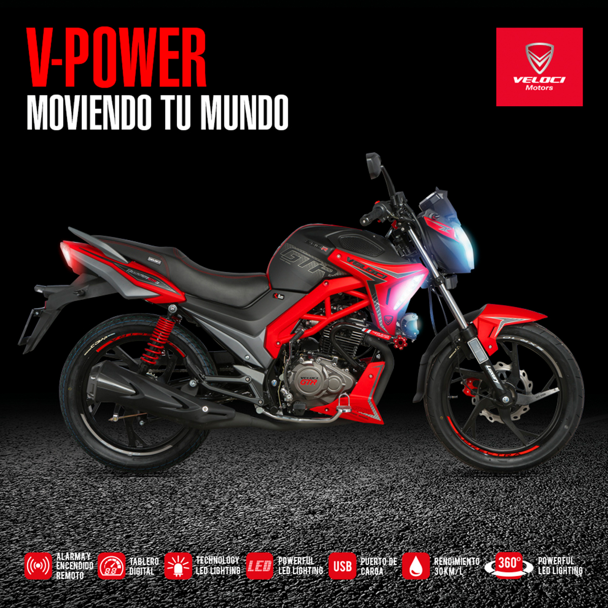 Moto Veloci Razzer GTR 3 200CC Rojo Mate 2023