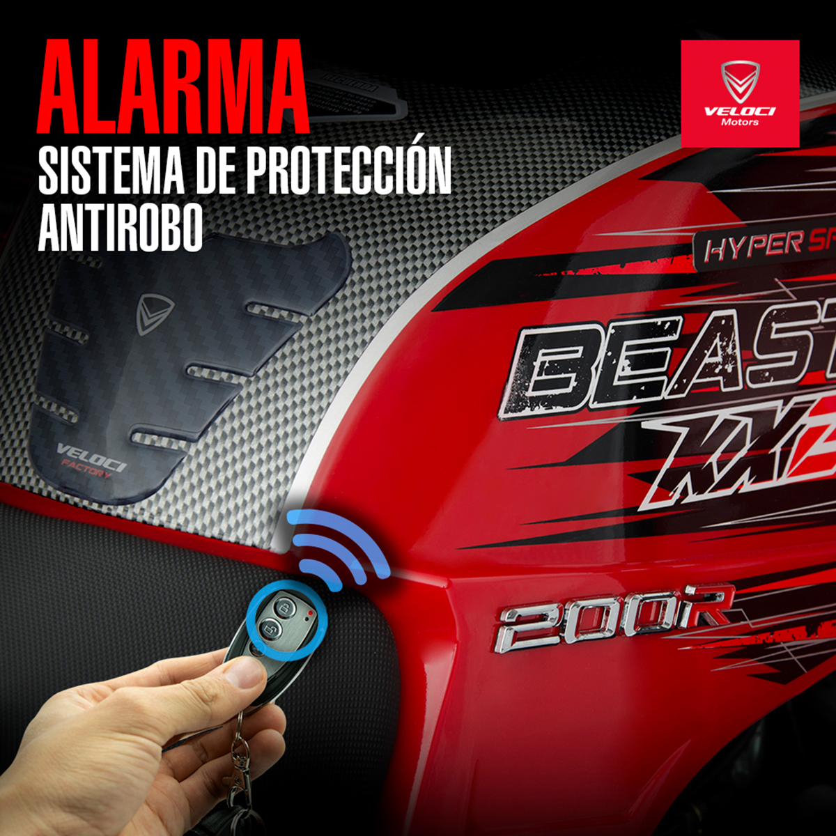 Moto Veloci Beast KX2 Hyper Sport  200CC Rojo 2021