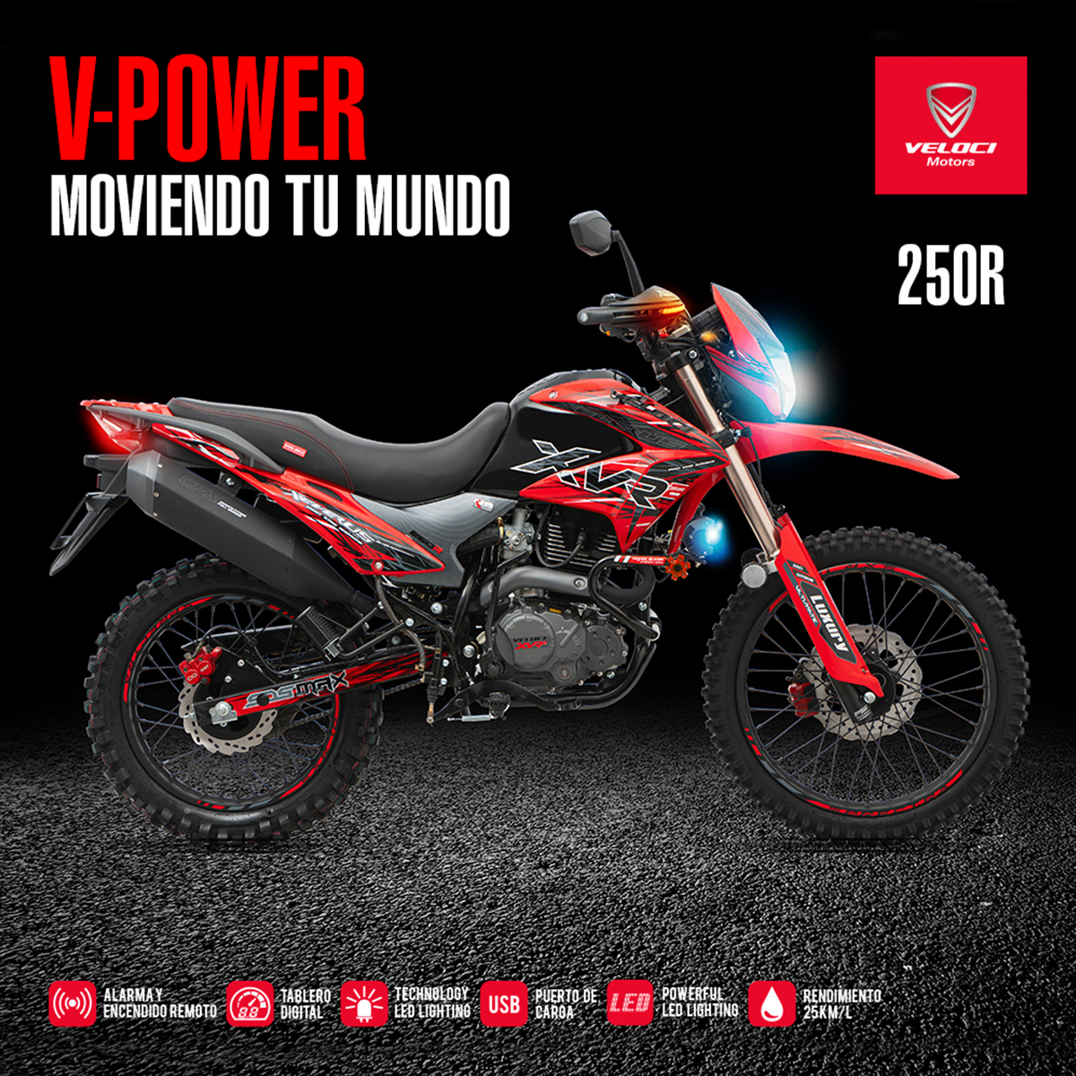 Moto Veloci Xeverus Pro XR2 250CC Rojo 2021