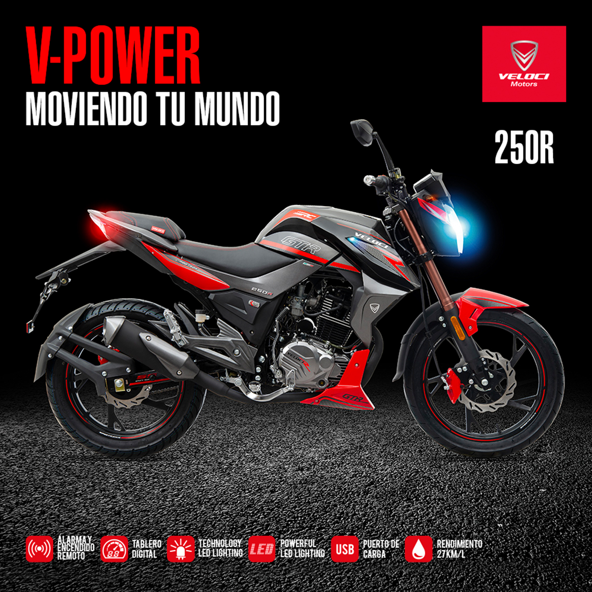 Moto Veloci Dmenthor GTR 250CC Rojo 2024