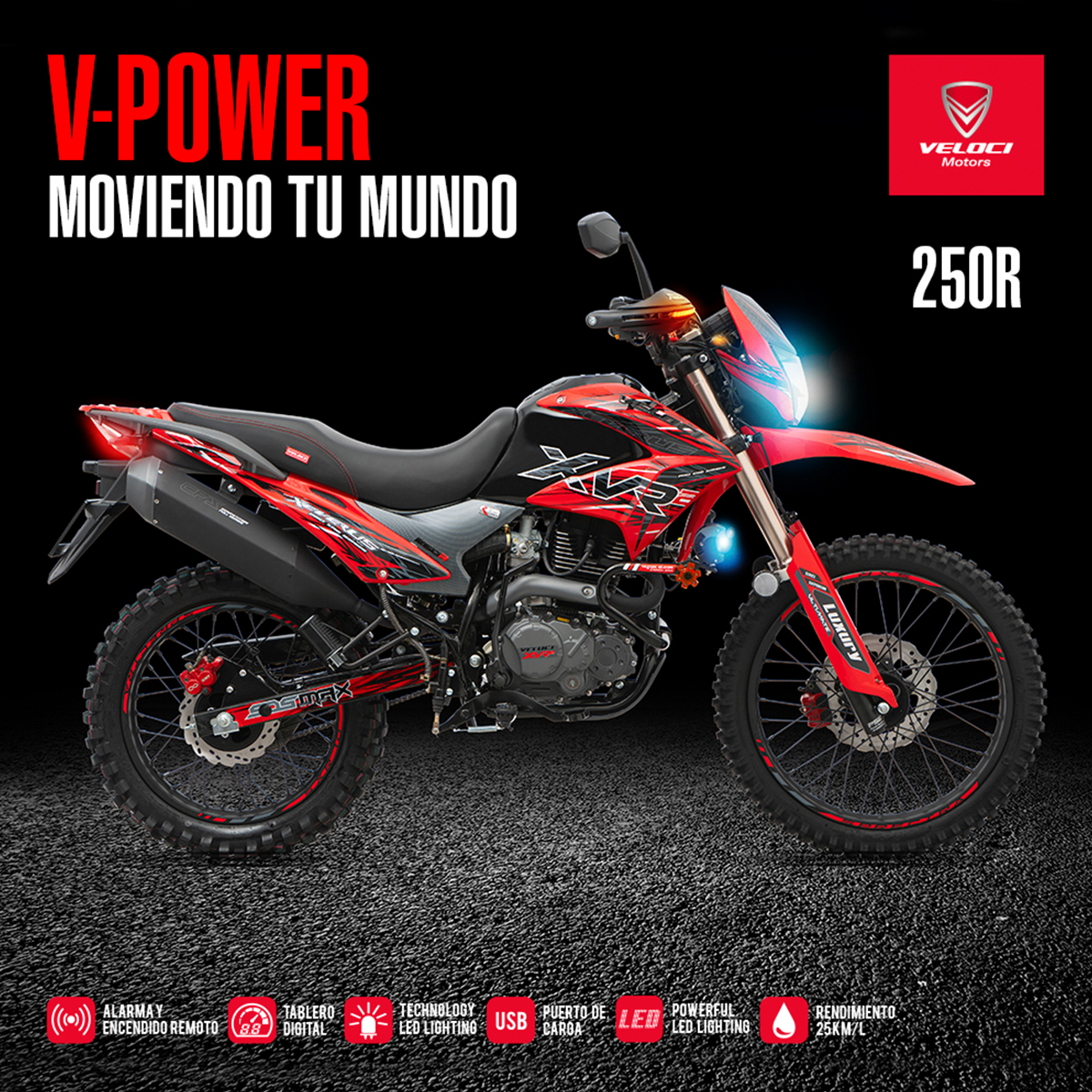 Moto Veloci Xeverus Pro XR2 250cc Rojo 2022