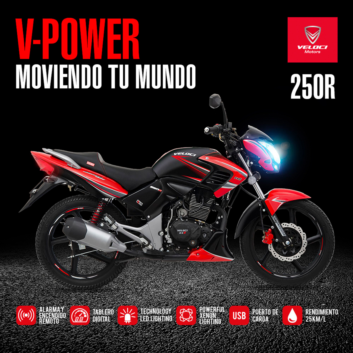Moto Veloci Aggressor Zx2 250cc Rojo 2022.