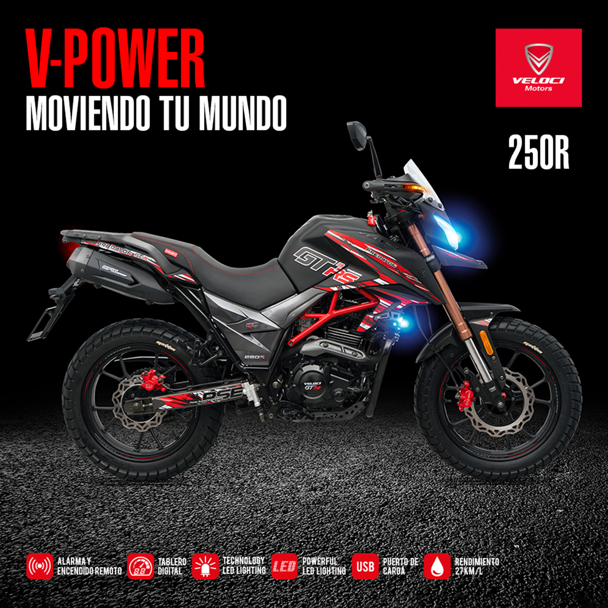 Moto Veloci Predator Gt3 Rs 250cc Rojo 2022.