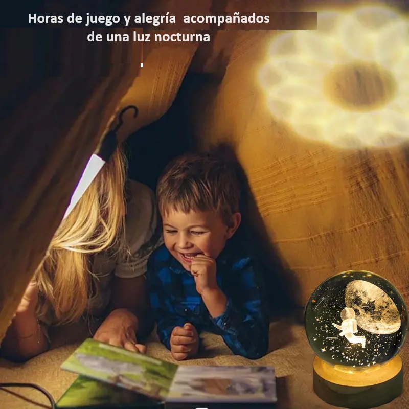 Lampara de mesa bola de cristal astronauta.