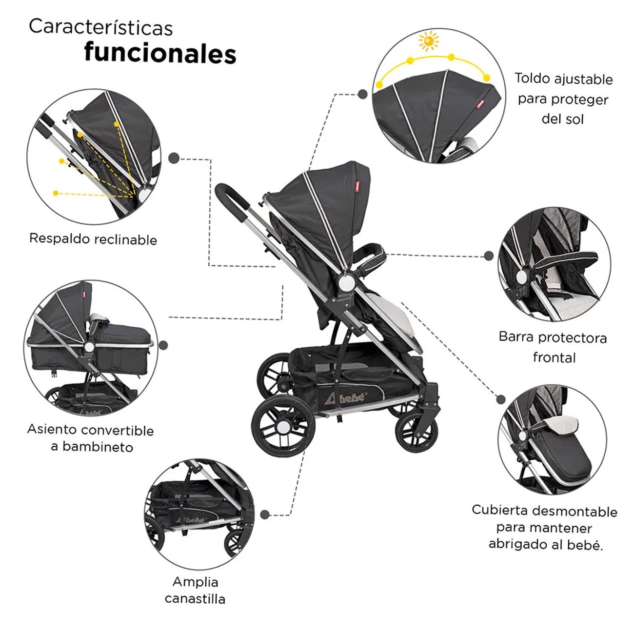 Carriola Travel System D'Bebé Crown Negra