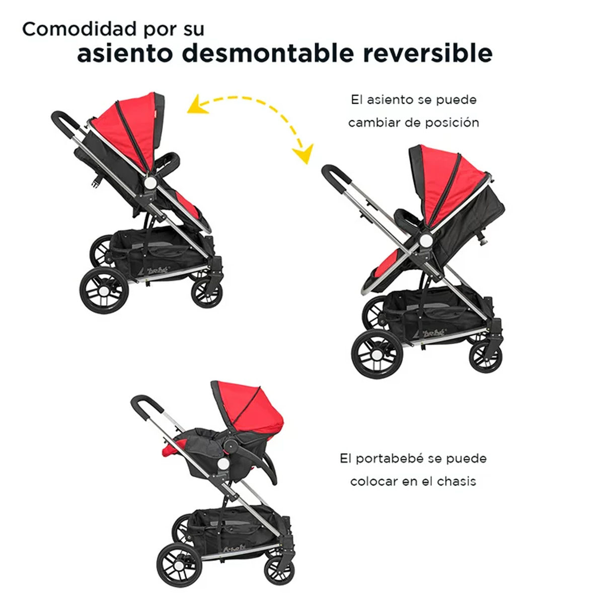 Carriola Travel System D'Bebé Crown Roja.