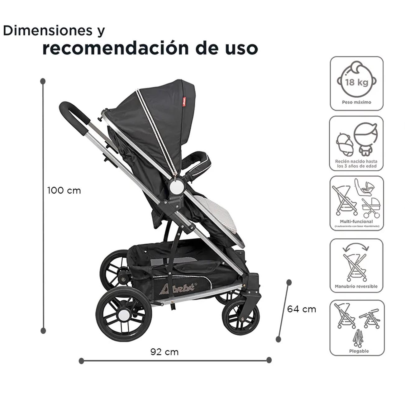 Carriola Travel System D'Bebé Crown Negra