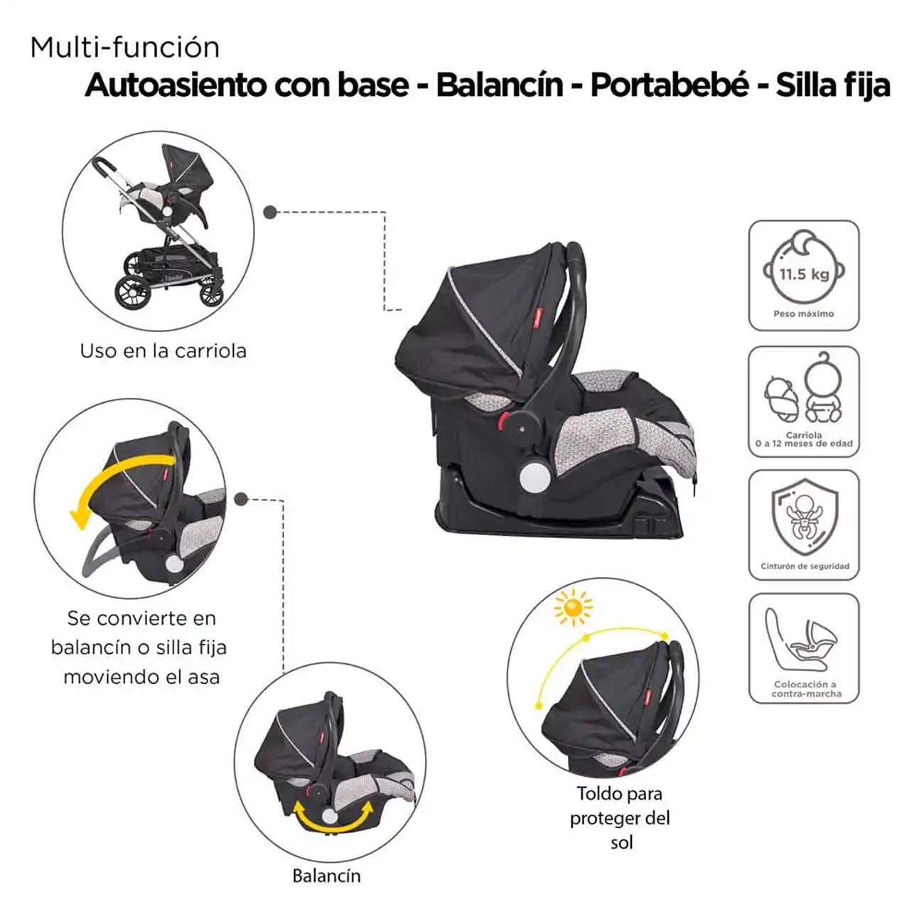 Carriola Travel System D'Bebé Crown Negra