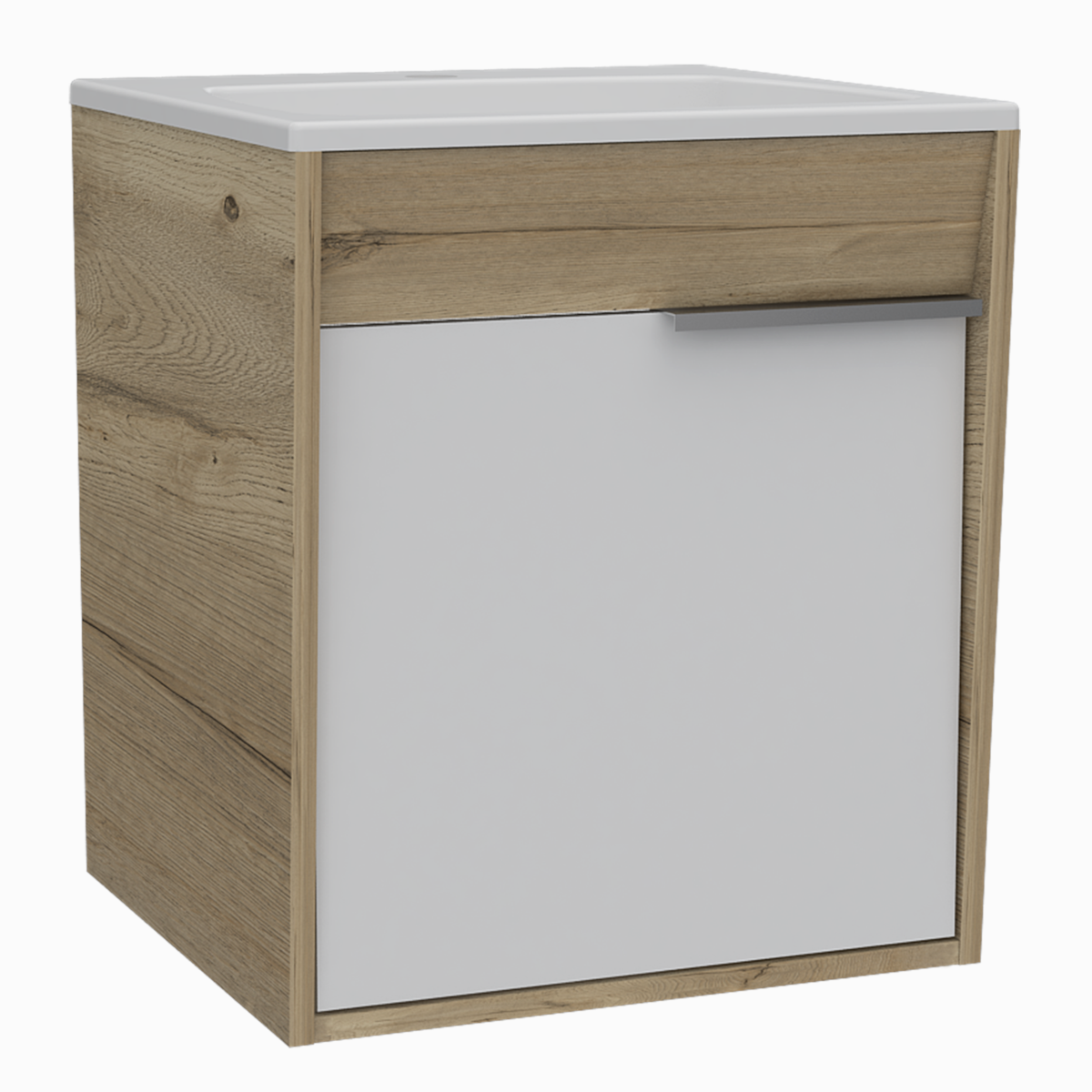 MUEBLE PARA LAVABO ARMABLE MODELO CARTER FLOTANTE CON OVALIN Y PUERTA