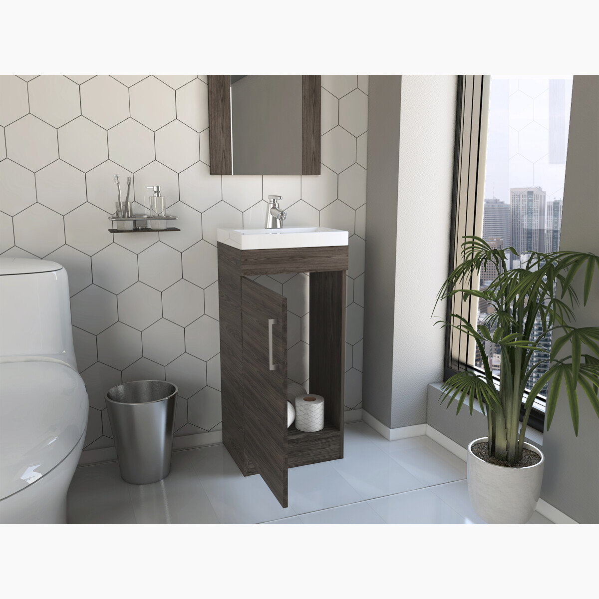 MUEBLE PARA LAVAMANOS ARMABLE CON OVALIN PARA BAÑO MODELO MADRID