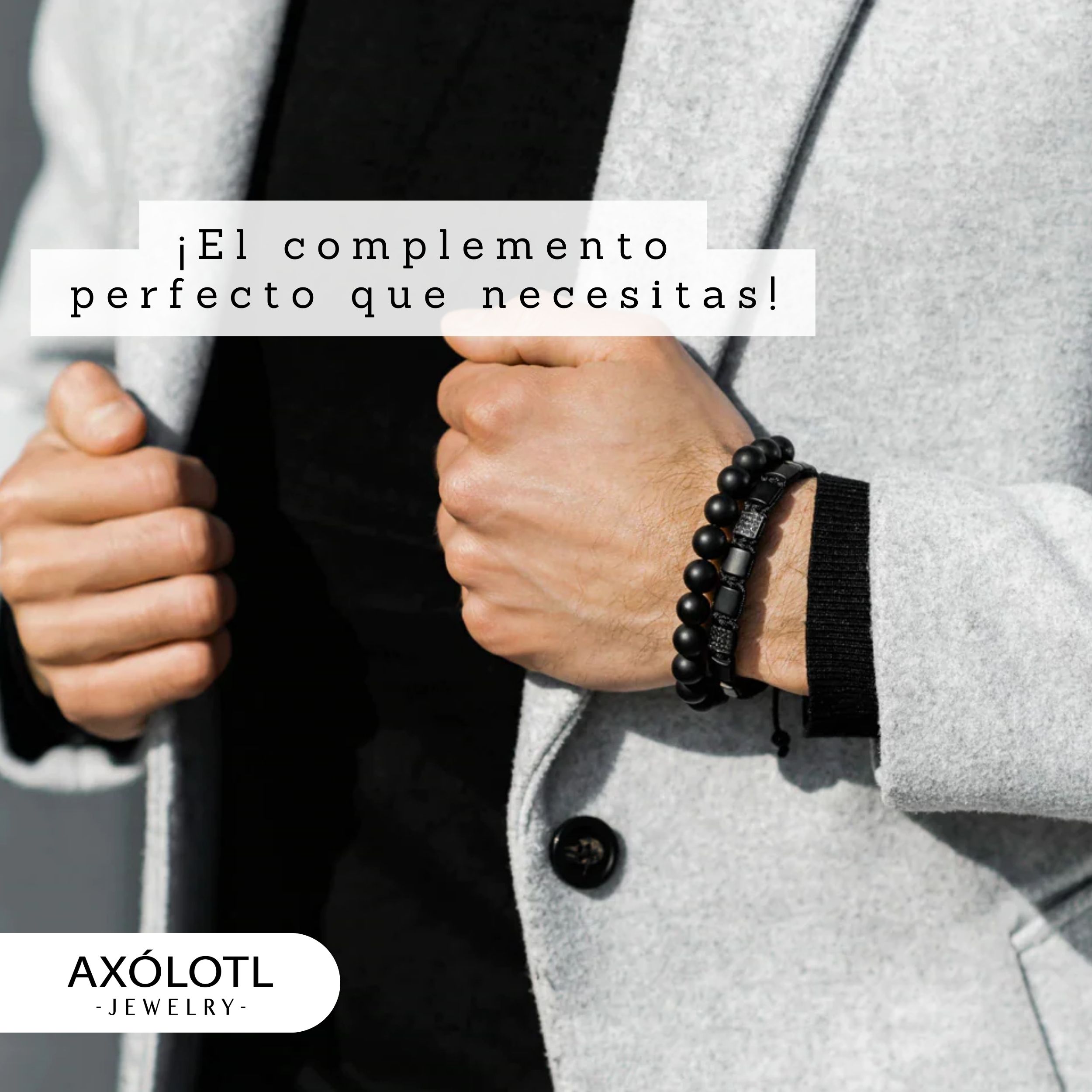 Elegante pulsera ajustable Axólotl Jewelry de piedra ónix para meditar, curativa y de protección.